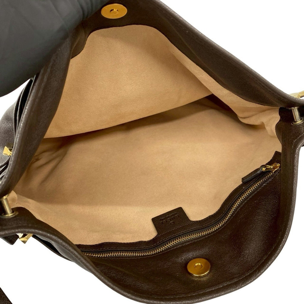 Gucci Brown Leather Shoulder Bag Sling Bag (Pre-Owned)