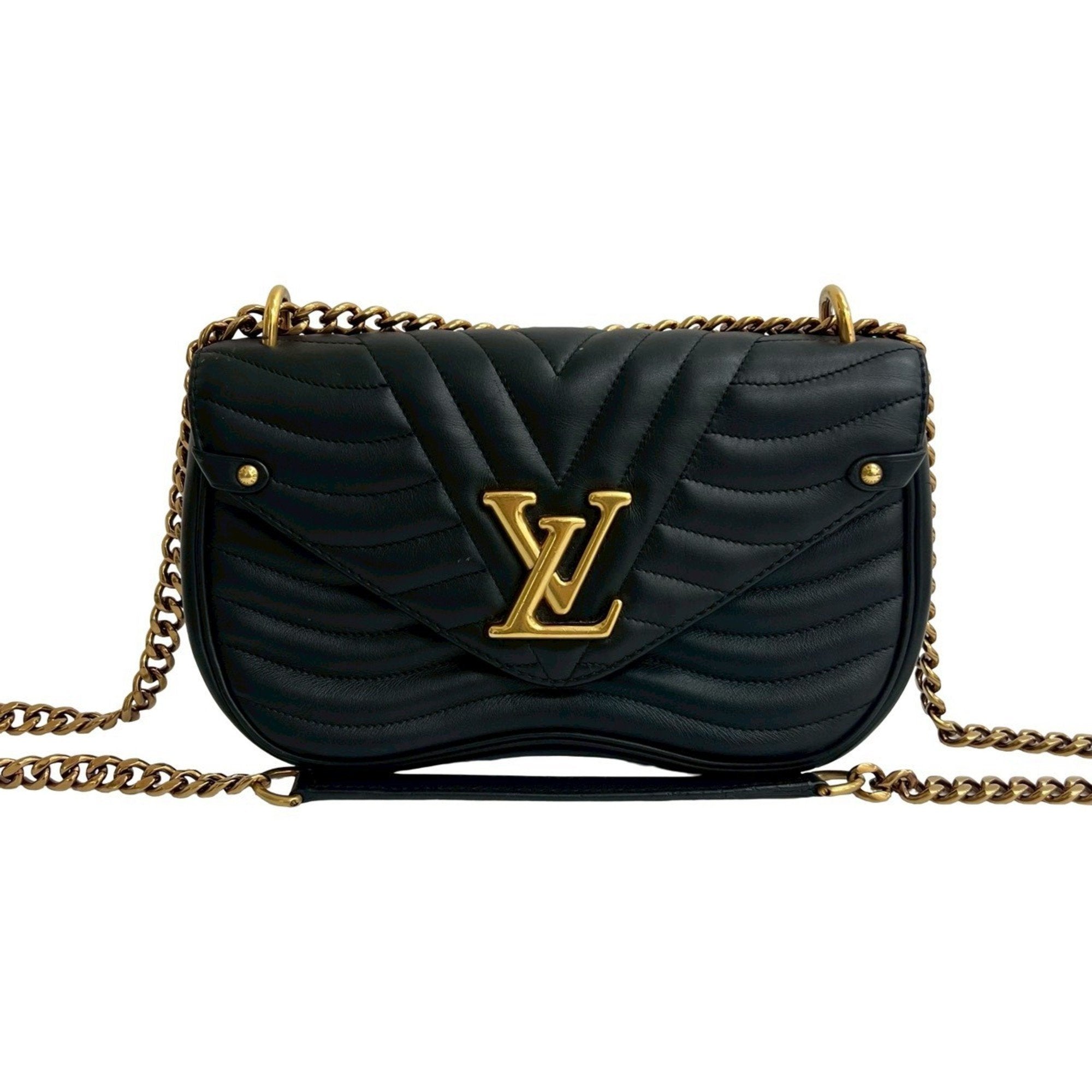 Louis Vuitton Black Leather Handbag Shoulder Bag