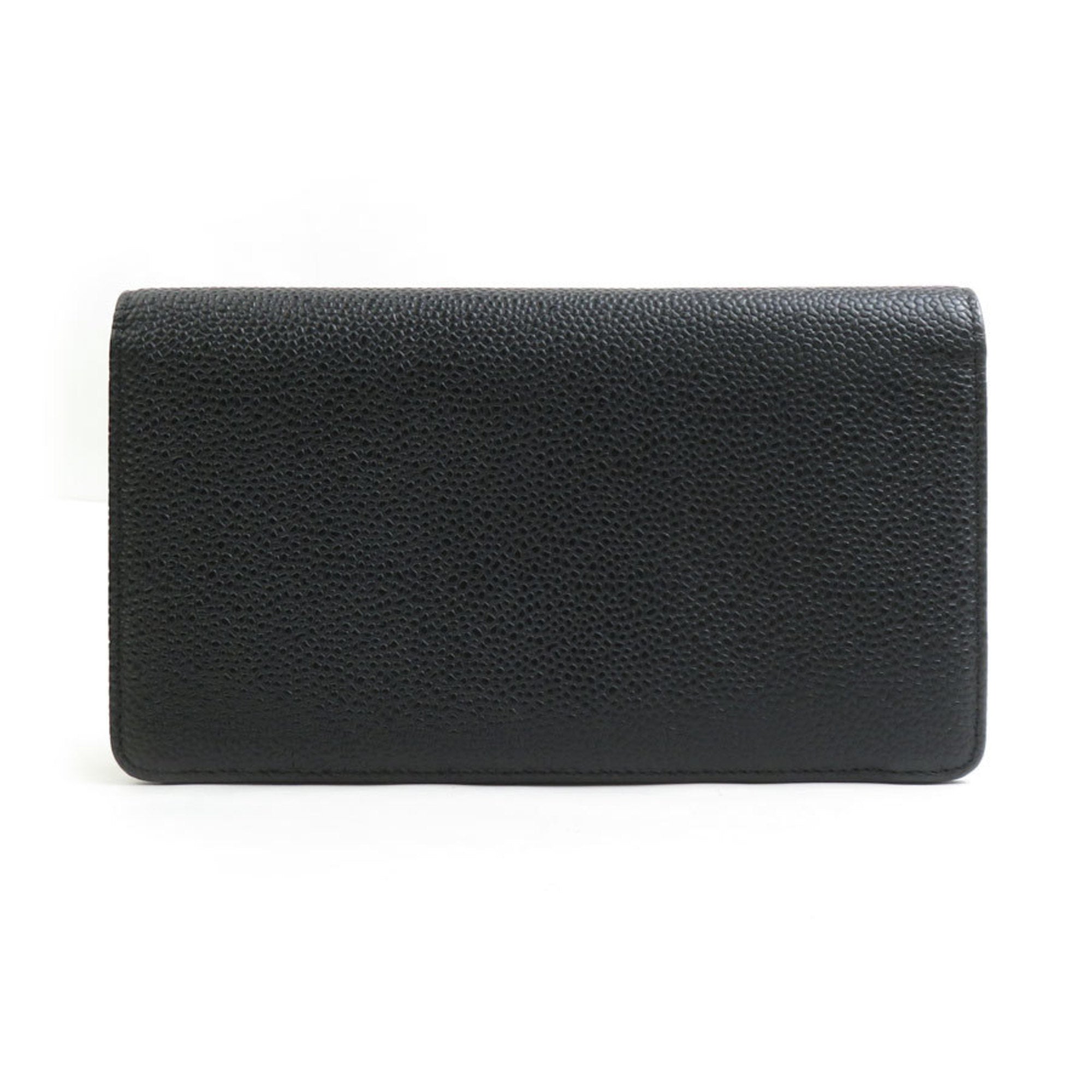 Chanel Black Canvas Leather Long Wallet (Bi-Fold)