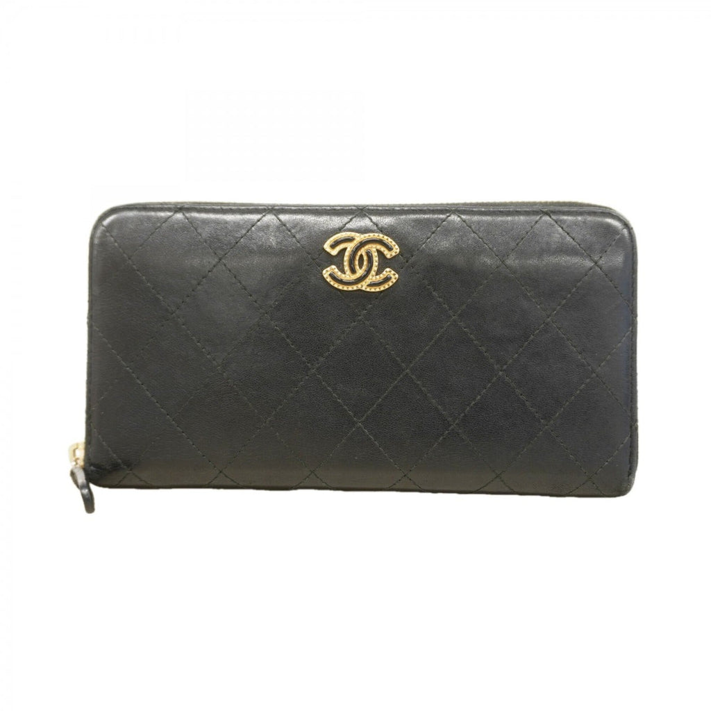 Chanel Black Leather Long Wallet (Bi-Fold)