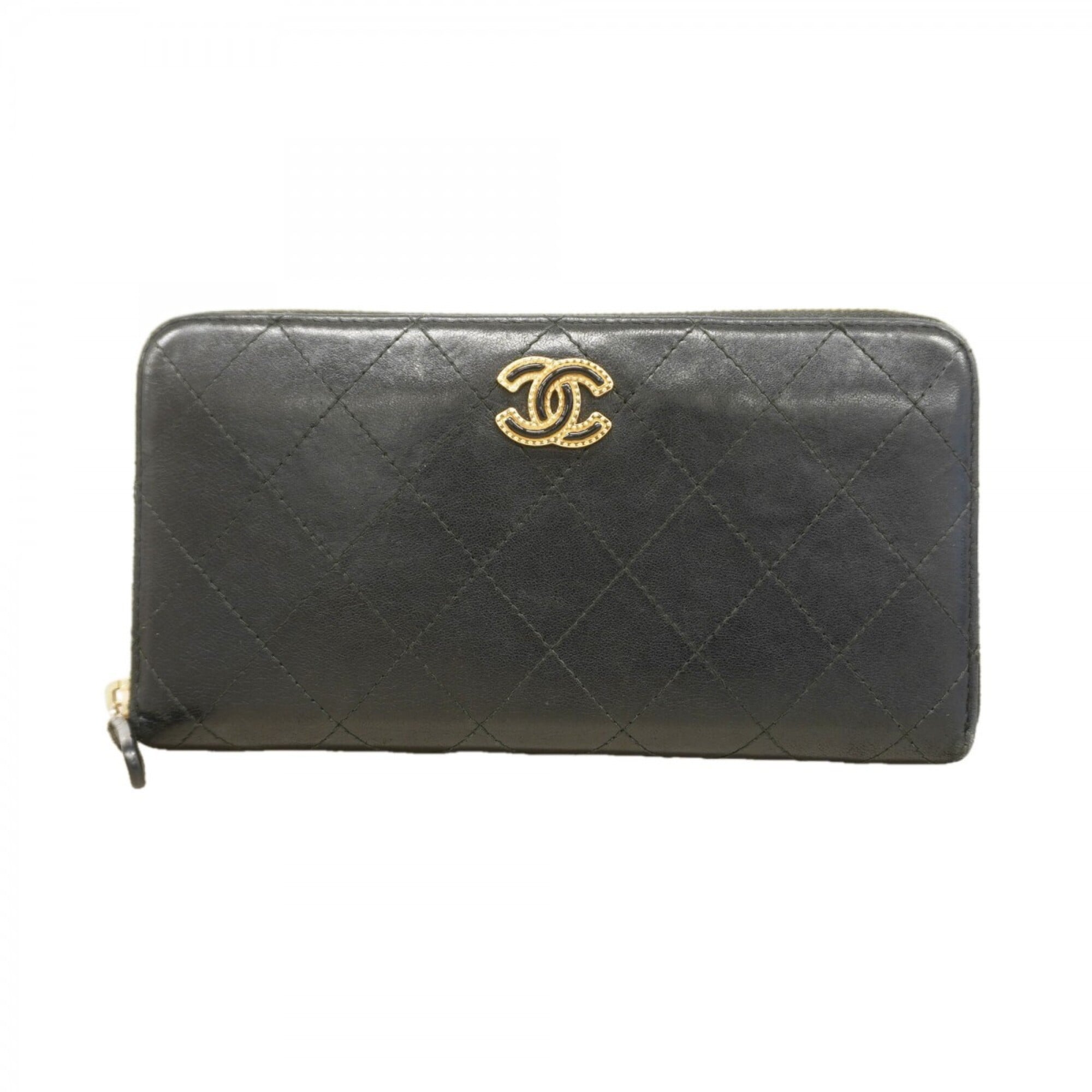 Chanel Black Leather Long Wallet (Bi-Fold)