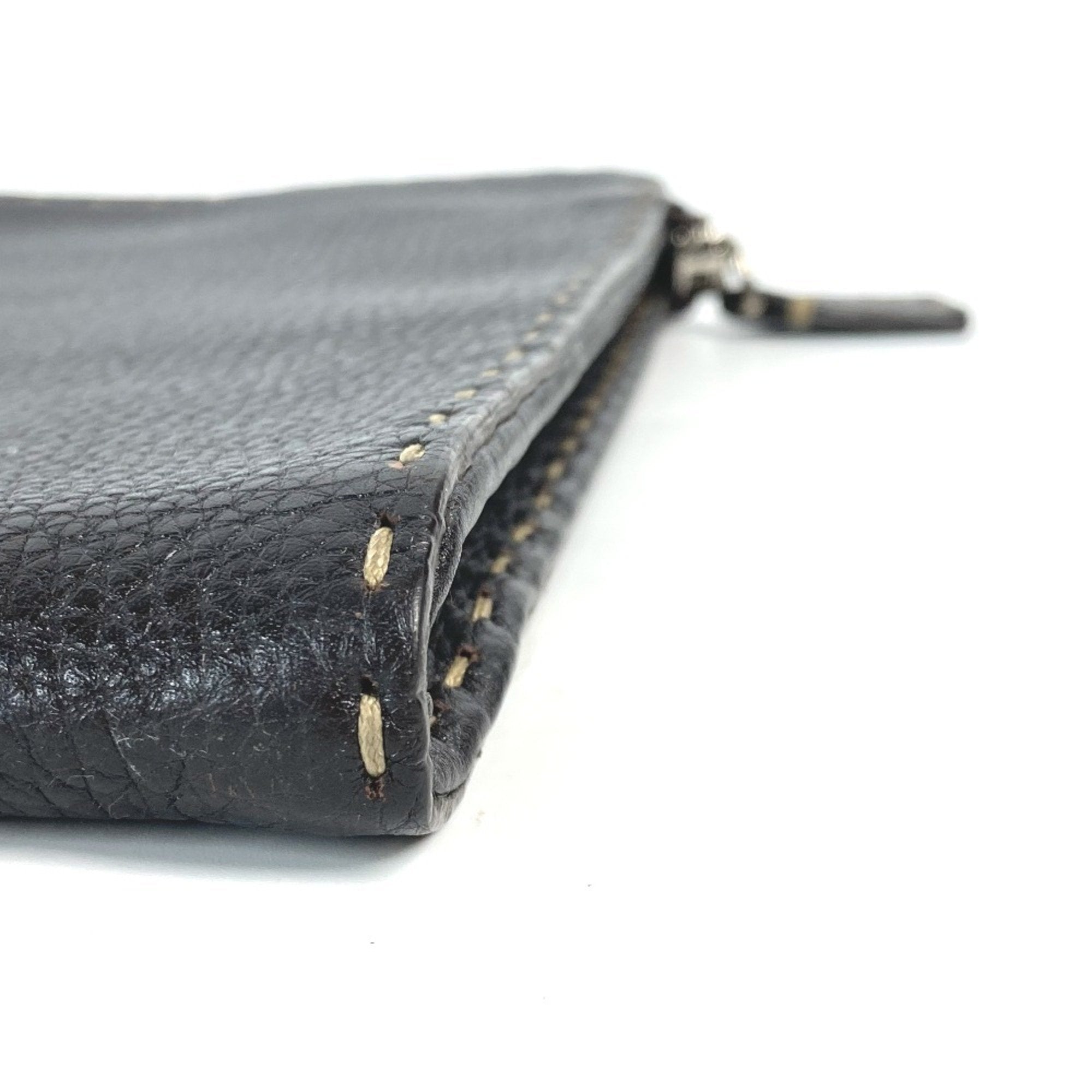 Fendi Dark Brown Leather Clutch Bag Pouch