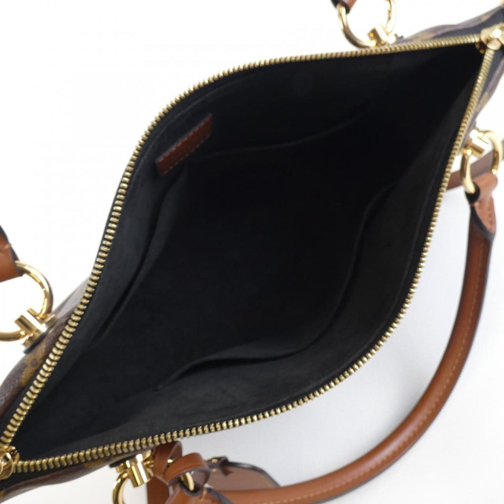 Louis Vuitton Black Marron Coated Canvas Leather Handbag
