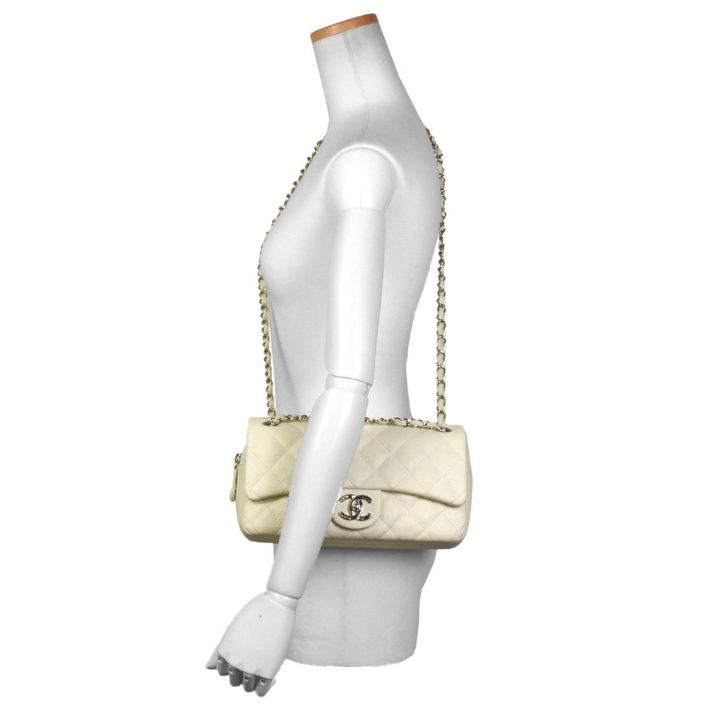 Chanel Off-White Grained Calfskin Shoulder Bag