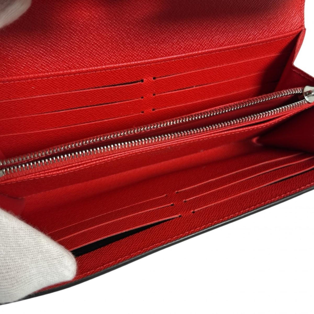 Louis Vuitton Coquelicots Red Color Epi Leather Long Wallet (Tri-Fold)
