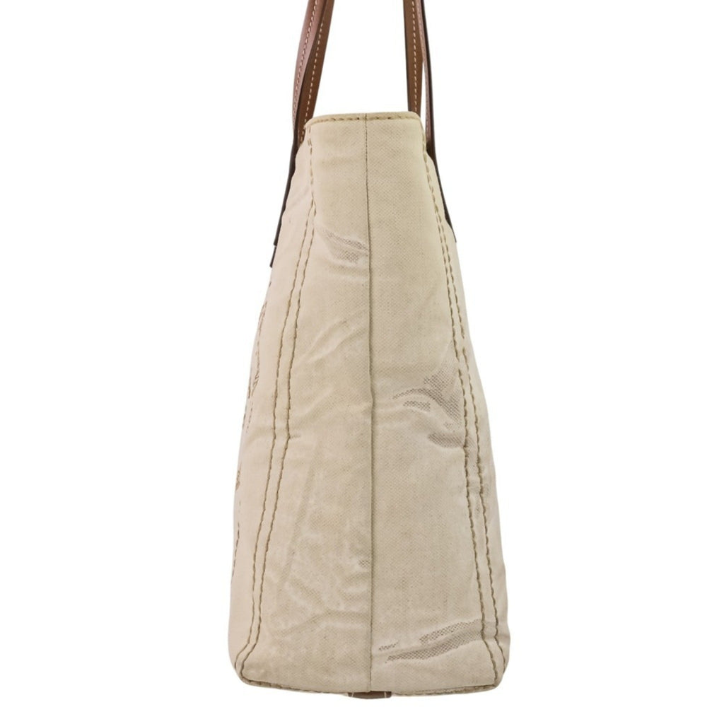 Prada Brown Off-White Coated Canvas Tote Bag