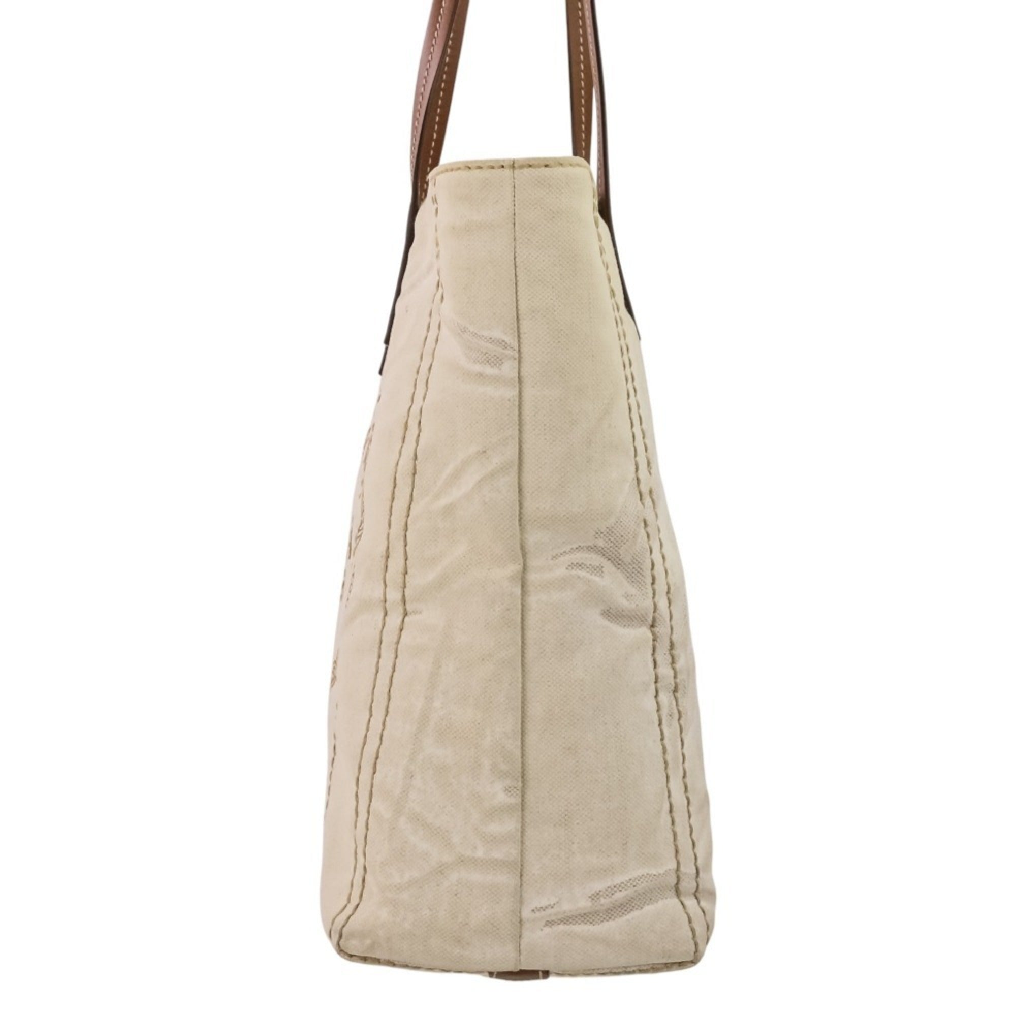 Prada Brown Off-White Coated Canvas Tote Bag