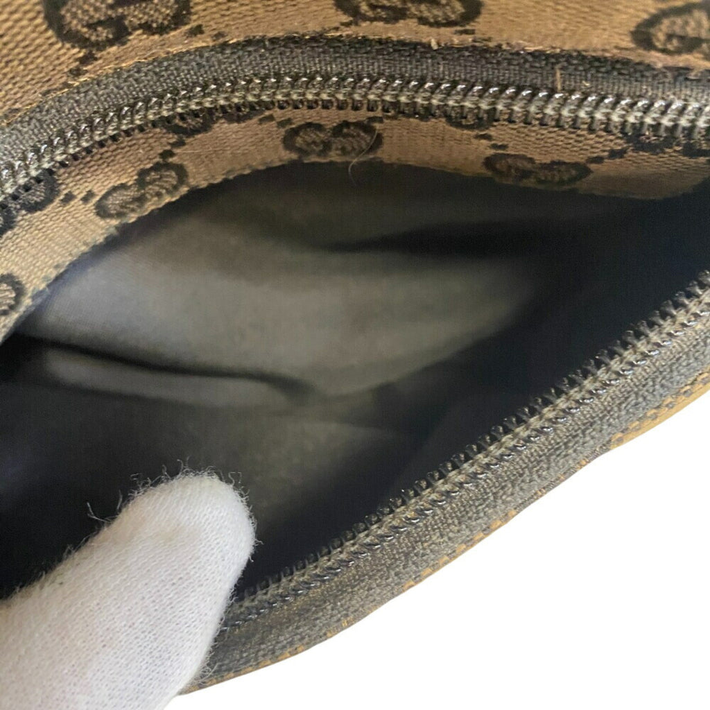 Gucci Beige Black Canvas Leather Handbag (Pre-Owned)