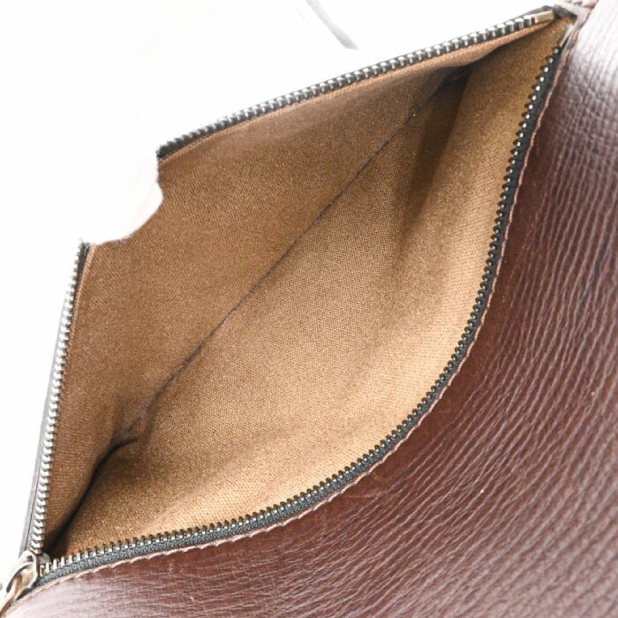 Louis Vuitton Dark Brown Leather Pochette Shoulder Bag