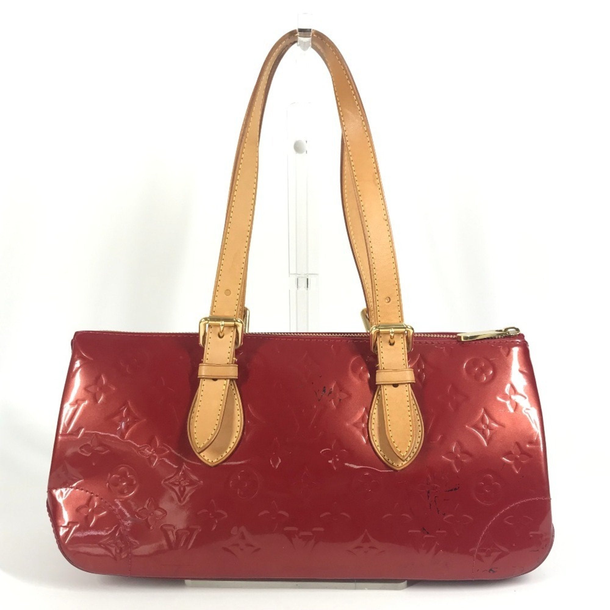 Louis Vuitton Pomme D'amour Red Color Monogram Vernis Shoulder Bag Tote Bag