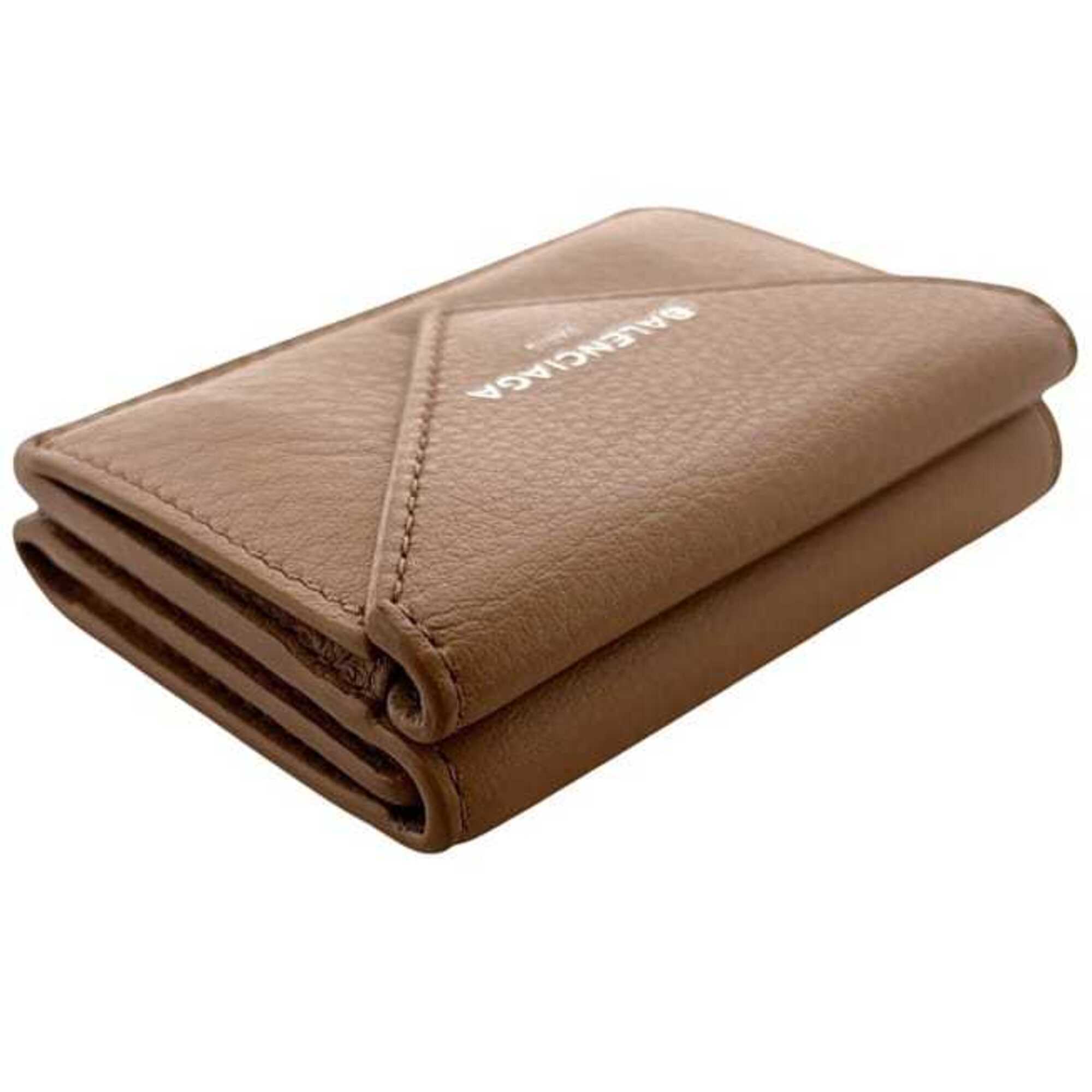 Balenciaga Beige Leather Wallet (Tri-Fold)