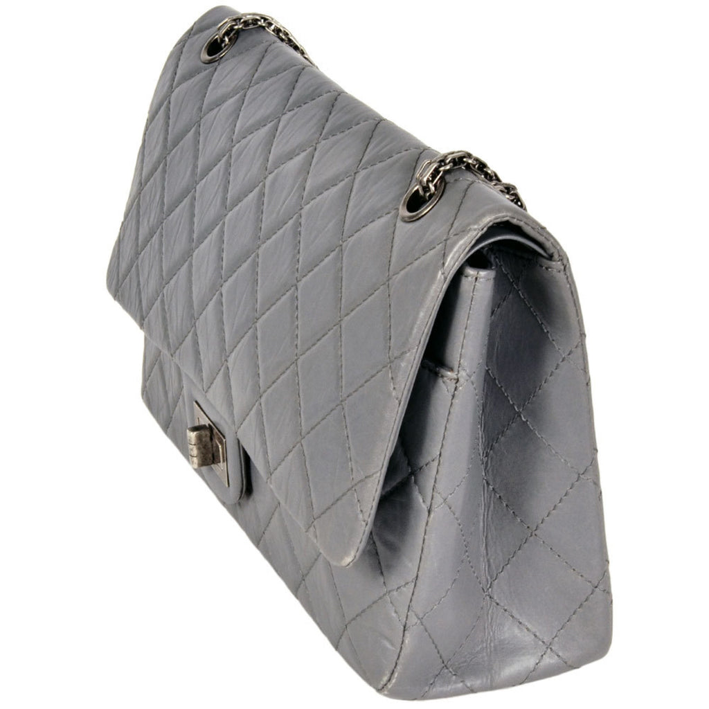 Chanel Gray Leather Shoulder Bag