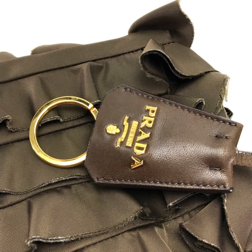 Prada Brown Nylon Canvas Leather Handbag Tote Bag