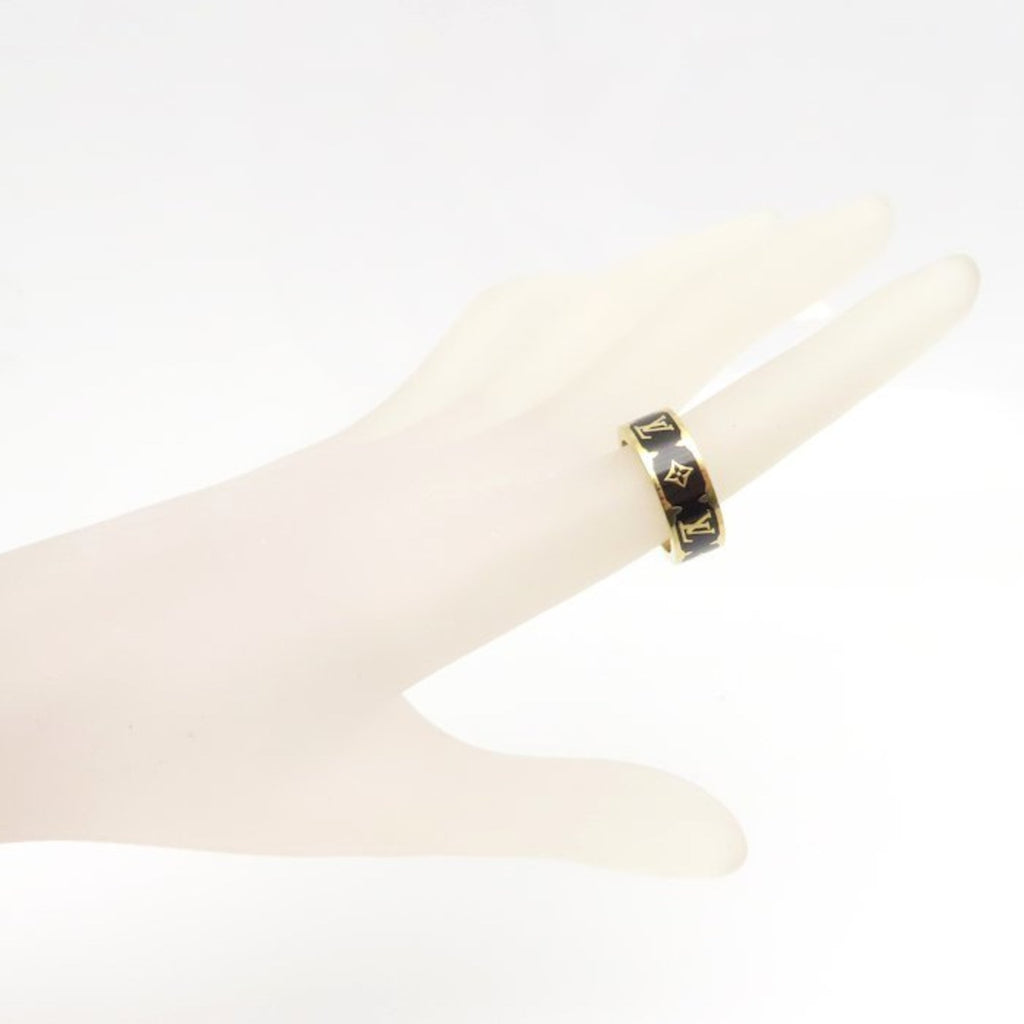 Louis Vuitton Gold Black Gold Plating Band Ring
