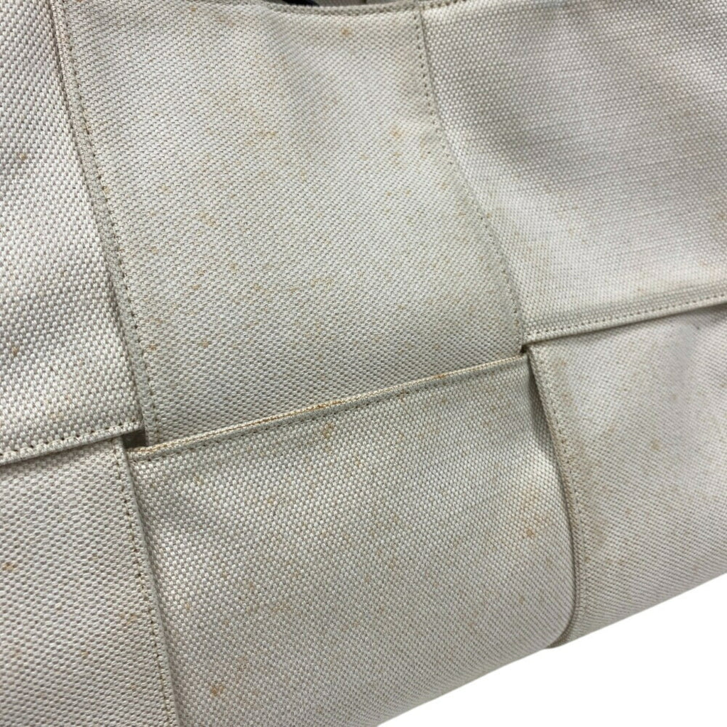 Bottega Veneta Ivory Canvas Leather Handbag