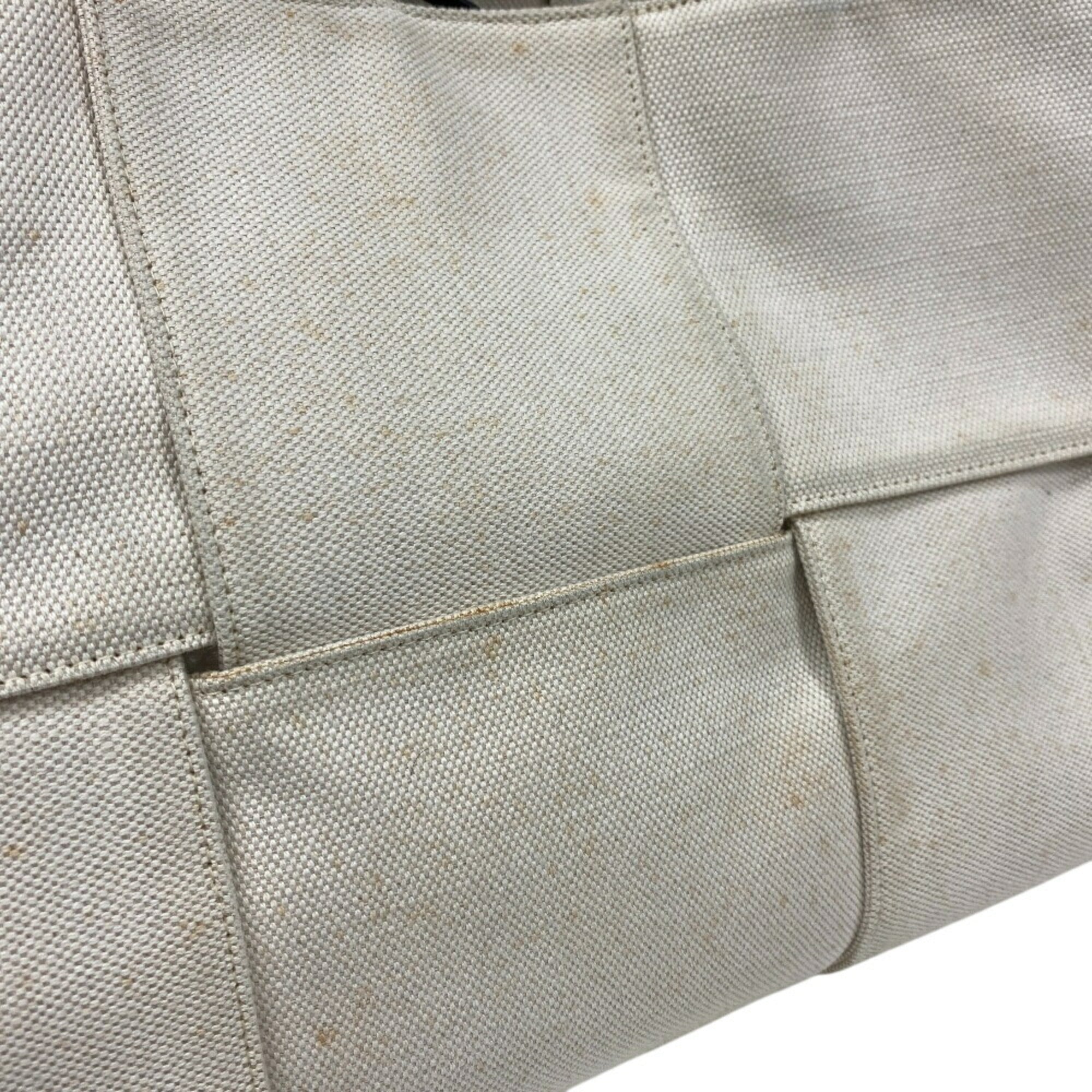 Bottega Veneta Ivory Canvas Leather Handbag