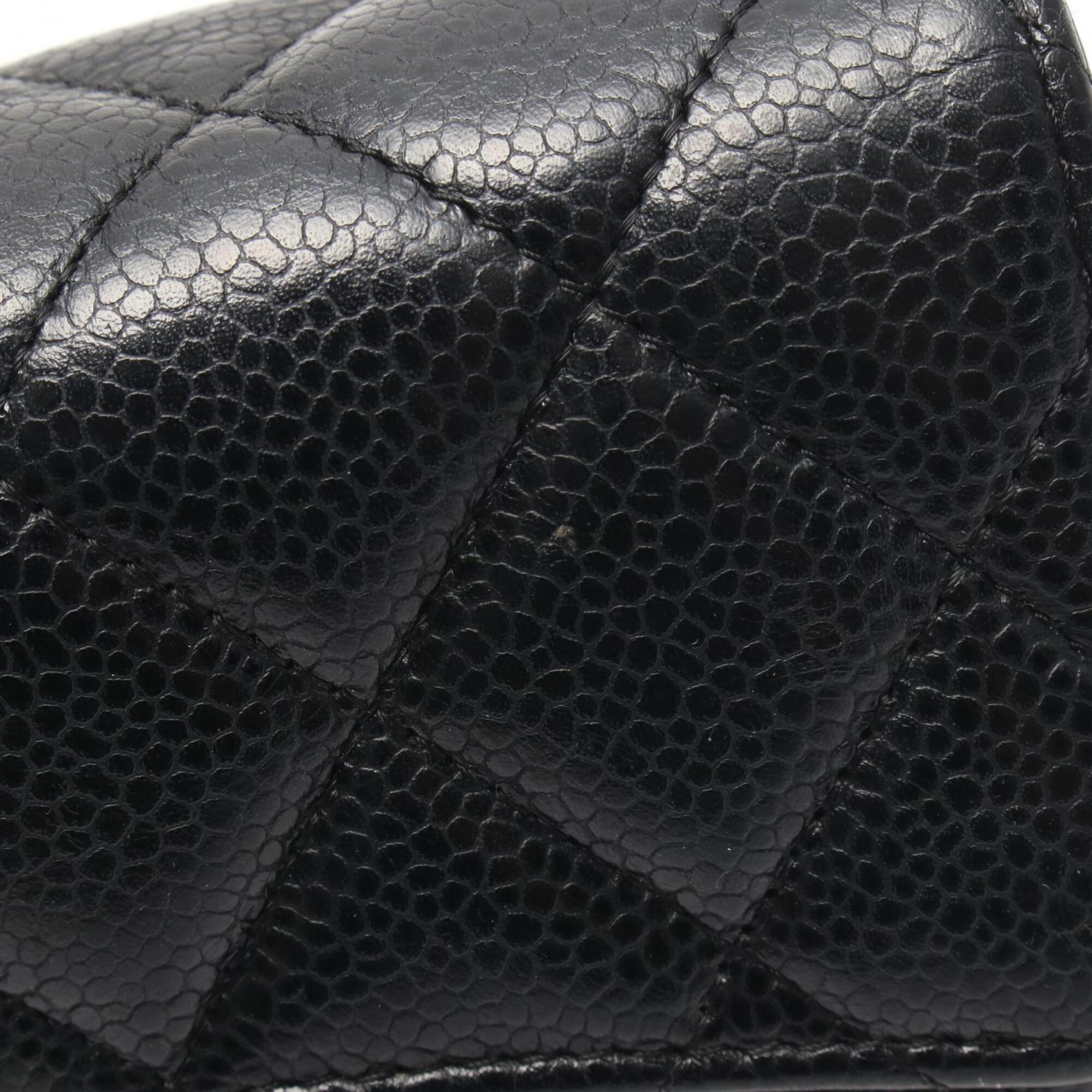 Chanel Black Grained Calfskin Long Wallet (Bi-Fold)