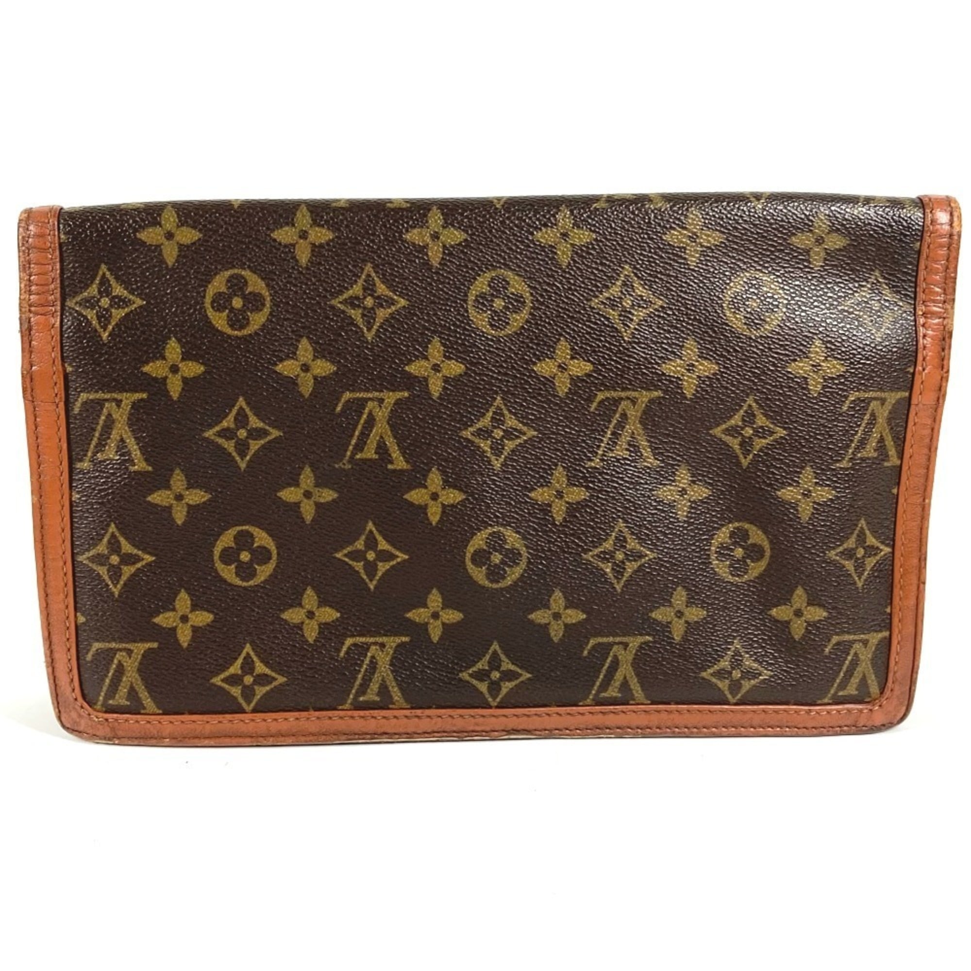 Louis Vuitton Brown Monogram Canvas Clutch Bag Pochette Pouch
