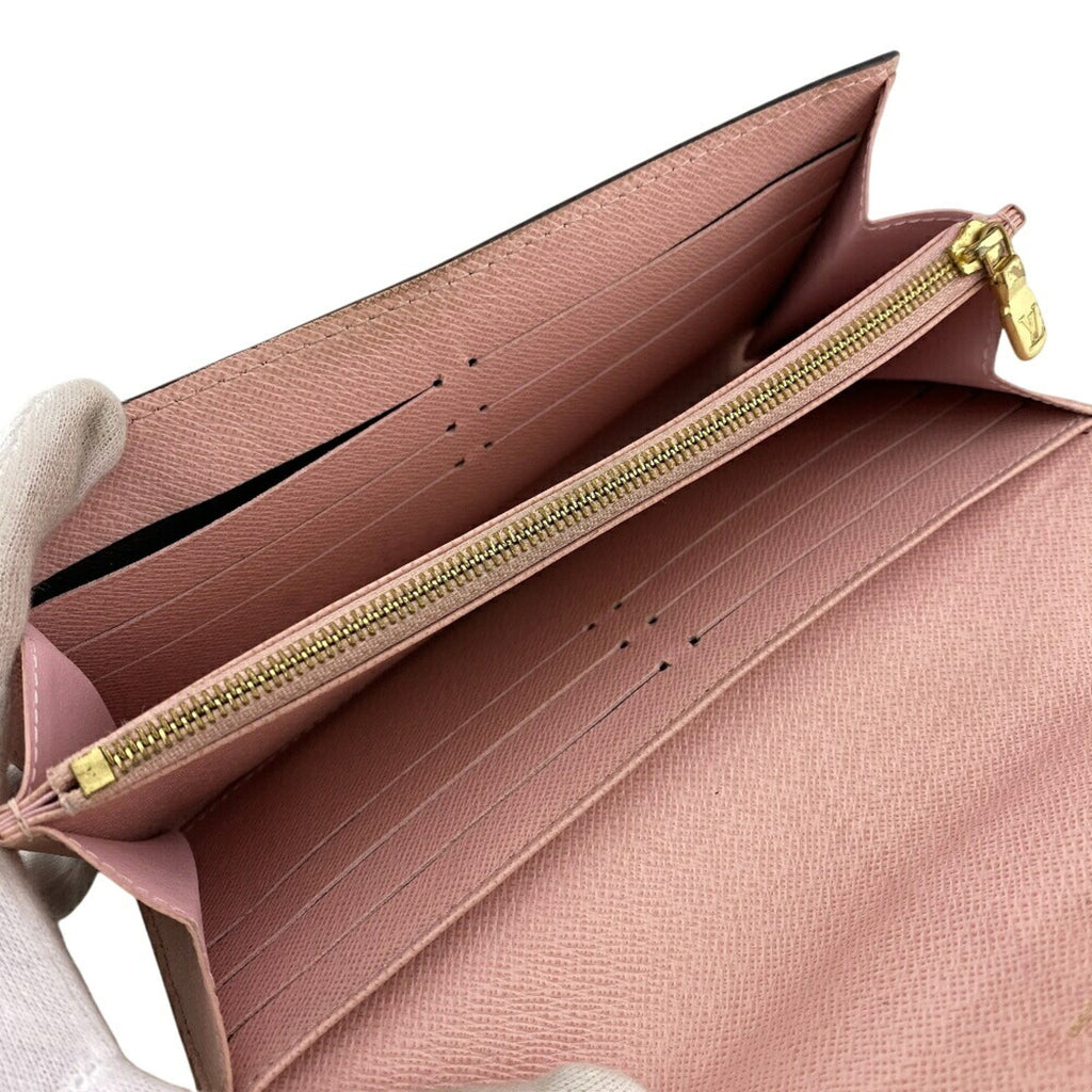 Louis Vuitton Damier Brown Rose Ballerine Leather Long Wallet