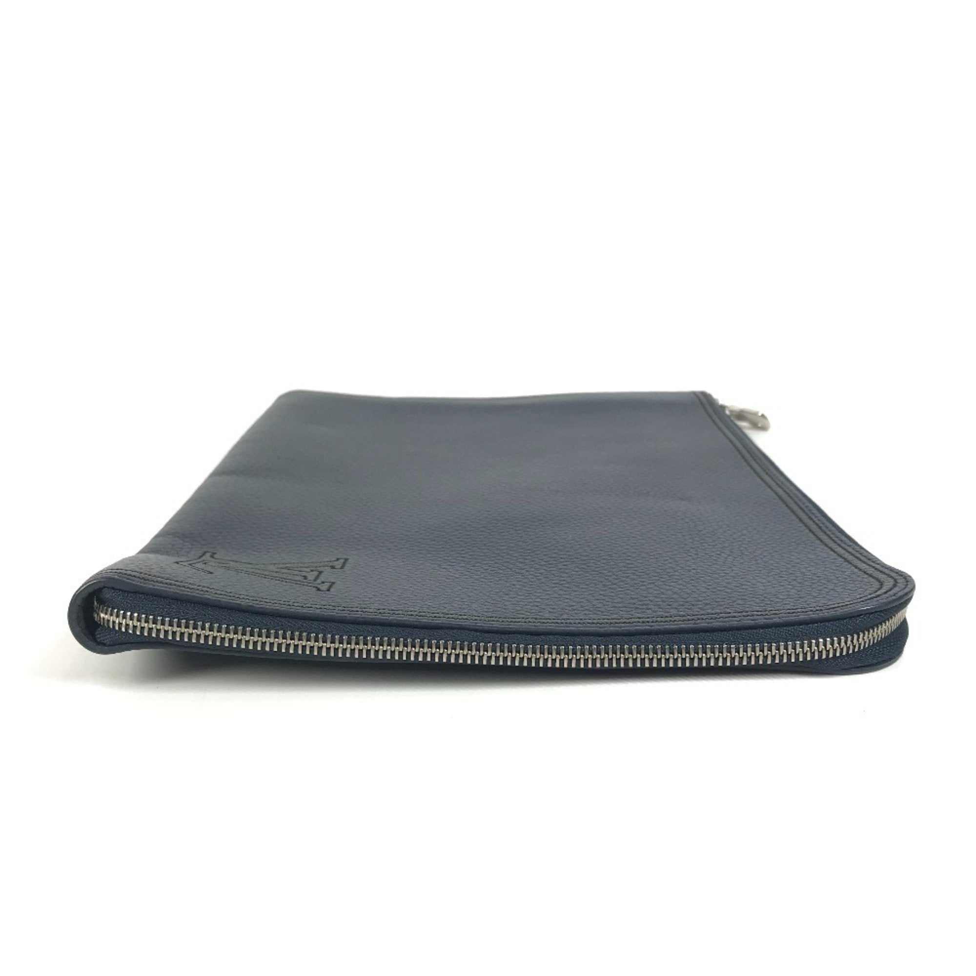 Louis Vuitton Black Navy Leather Clutch Bag Pochette Pouch