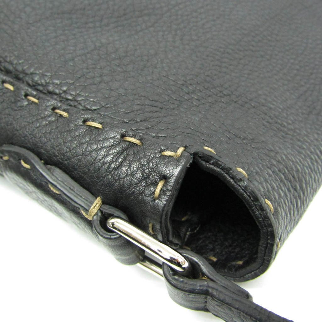 Fendi Selleria Black Leather Messenger Bag Shoulder Bag