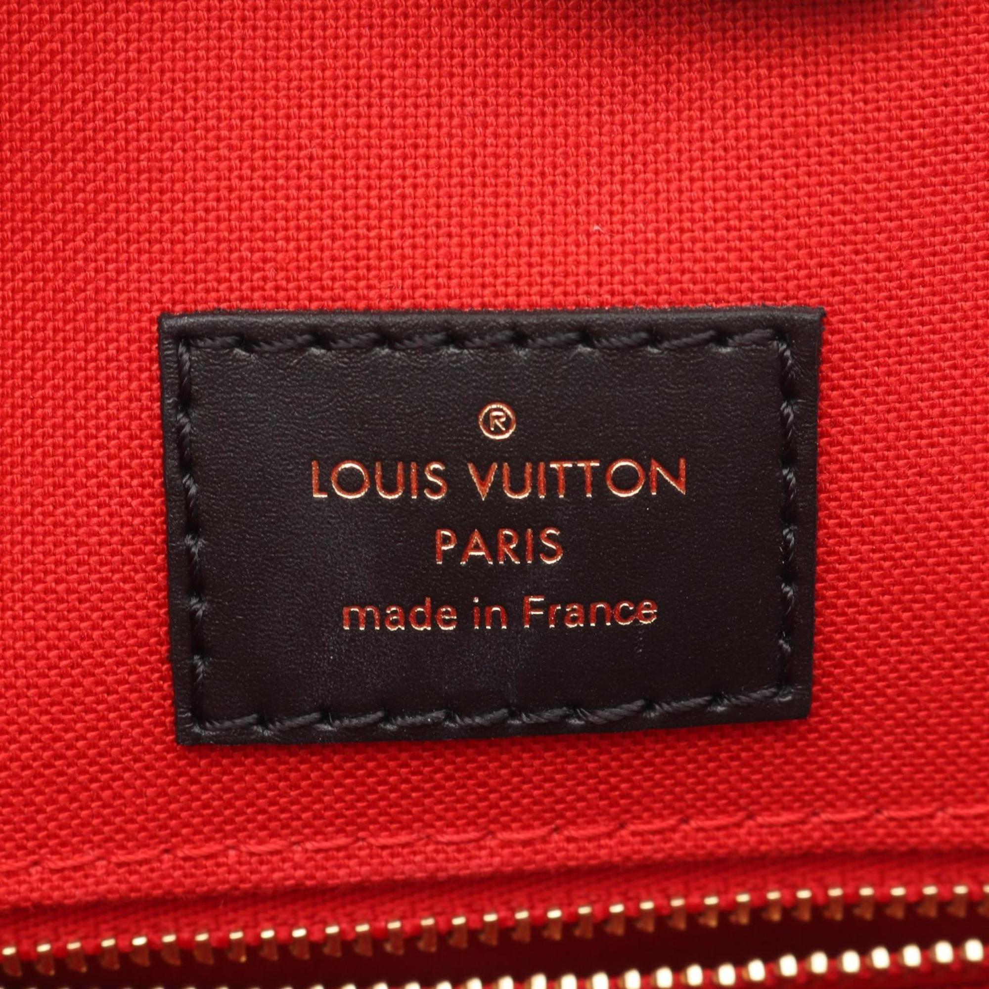 Louis Vuitton Beige Brown Coated Canvas Leather Tote Bag