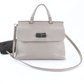 Gucci Bamboo Grayish Leather Handbag Shoulder Bag (Pre-Owned)