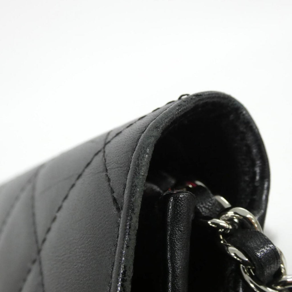 Chanel Cambon Black Leather Chain/Shoulder Wallet