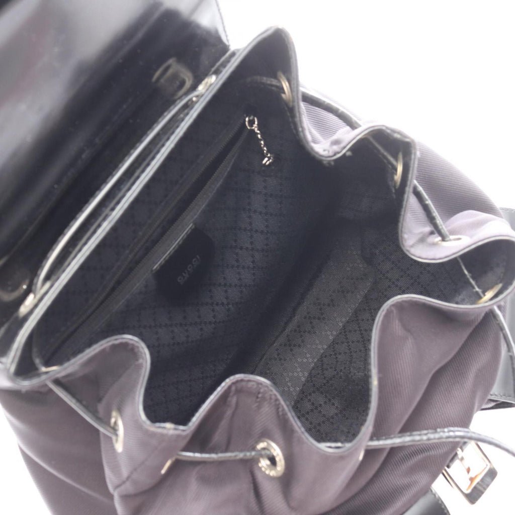 Gucci Black Nylon Leather Backpack Handbag (Pre-Owned)