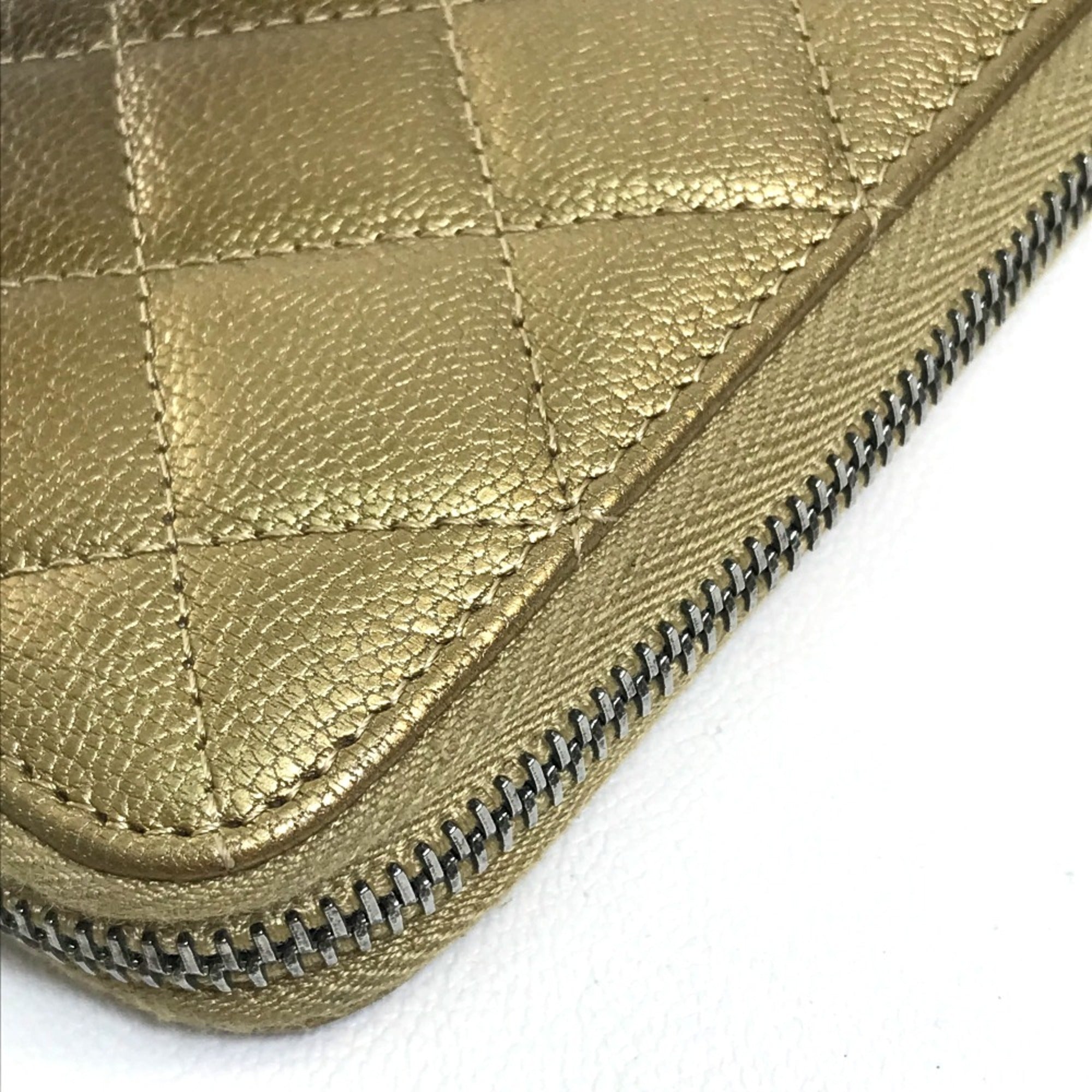 Chanel Gold Leather Long Wallet (Bi-Fold)