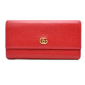 Gucci Red Color Leather Long Wallet (Bi-Fold) (Pre-Owned)