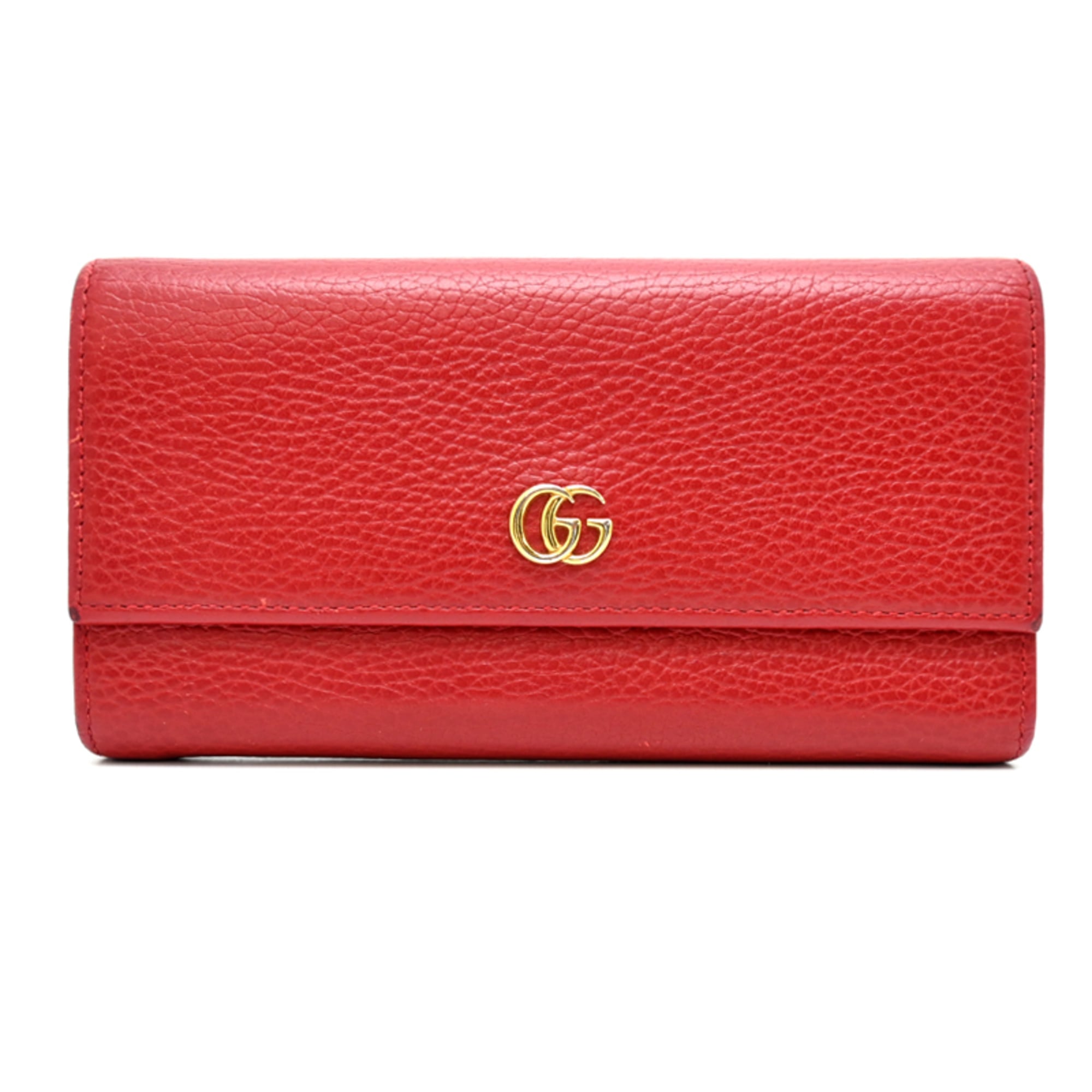 Gucci Red Color Leather Long Wallet (Bi-Fold) (Pre-Owned)