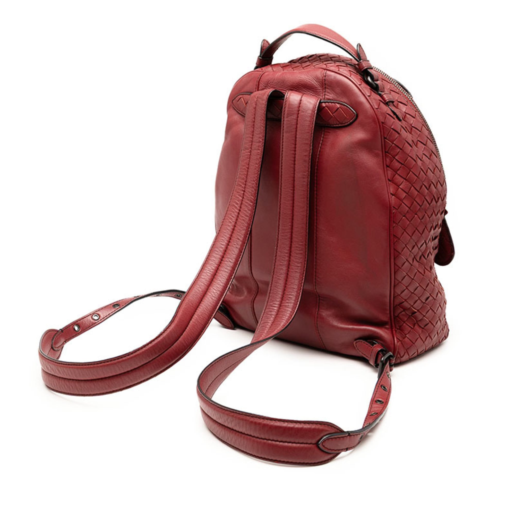 Bottega Veneta Red Color Wine Leather Backpack