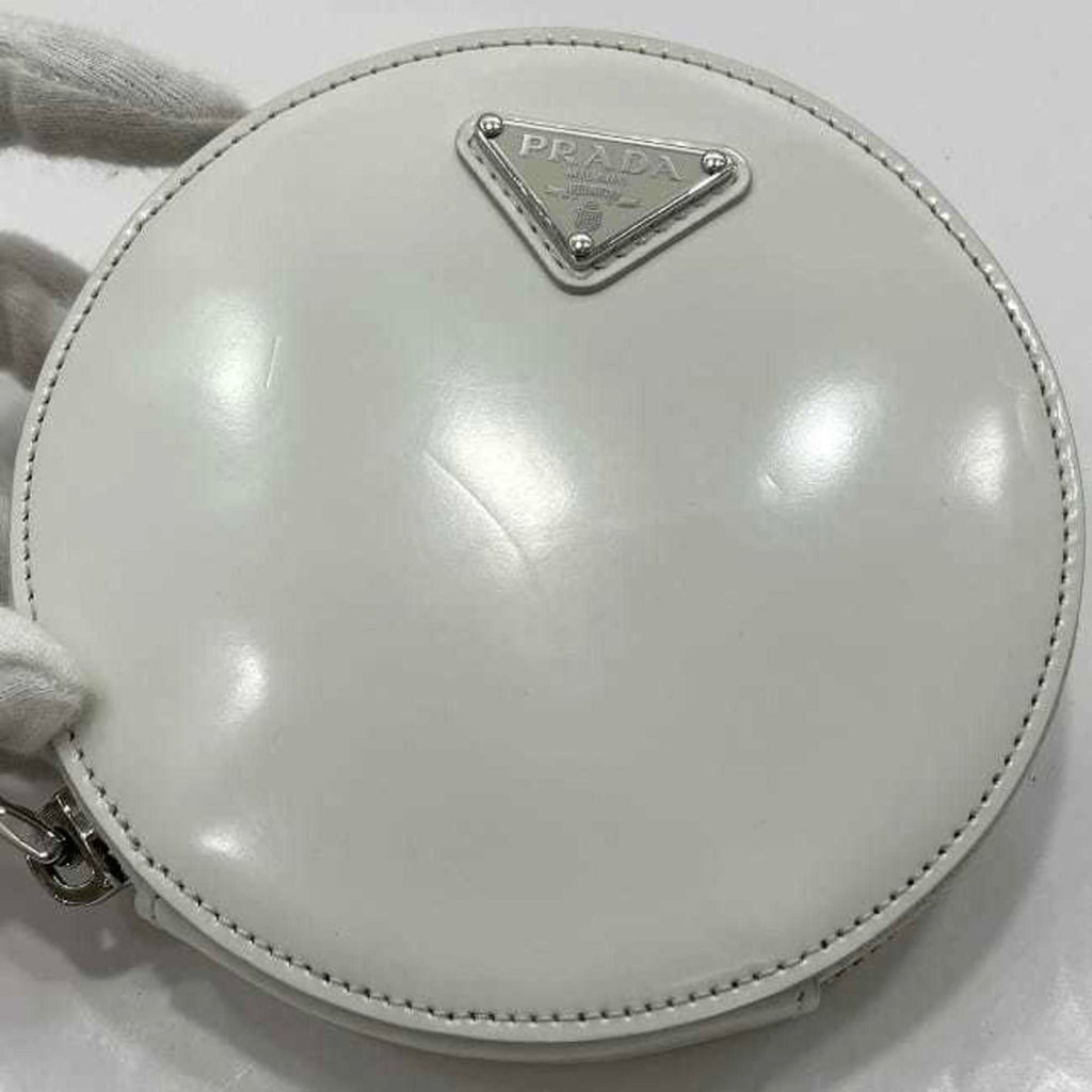 Prada White Leather Pochette Shoulder Bag