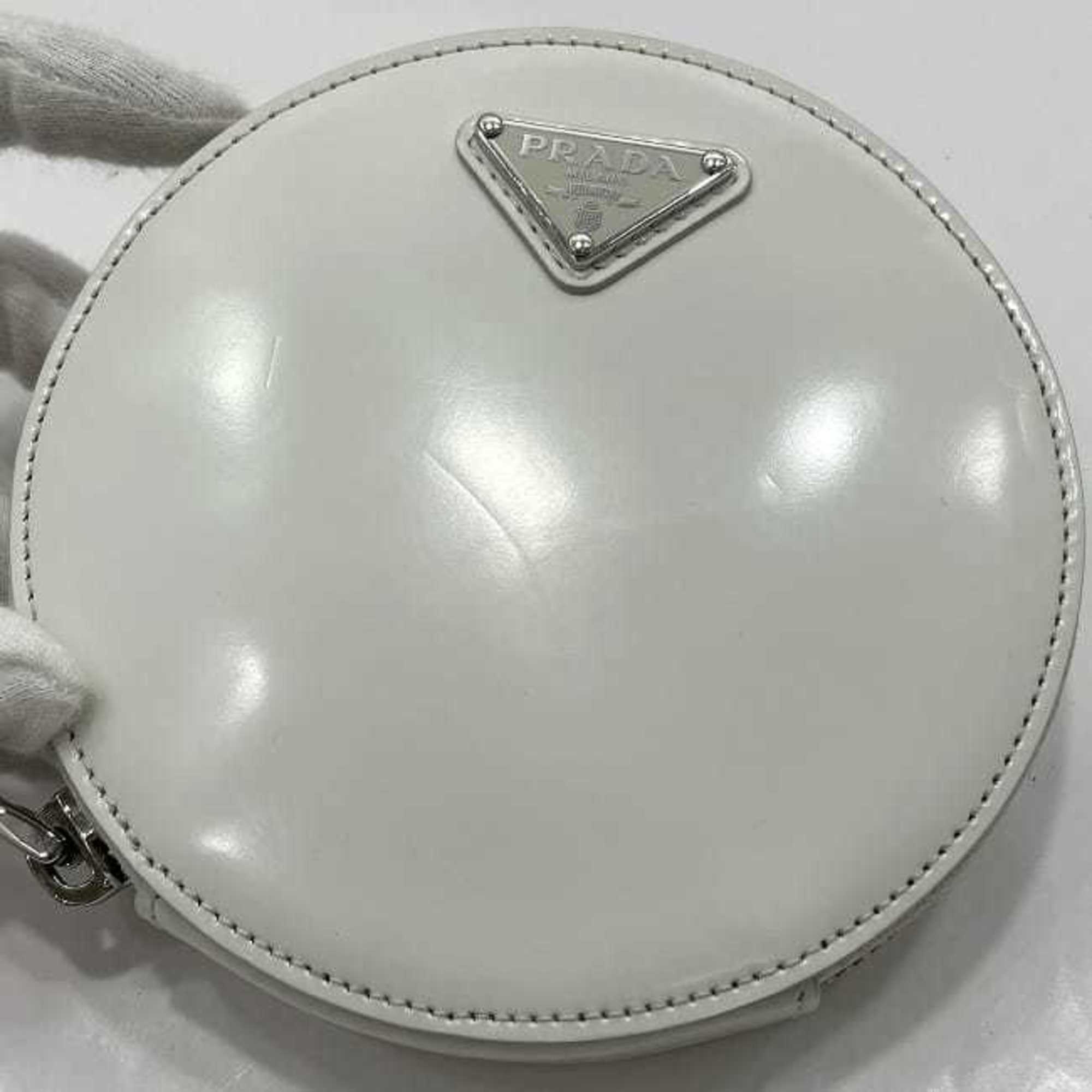 Prada White Leather Pochette Shoulder Bag