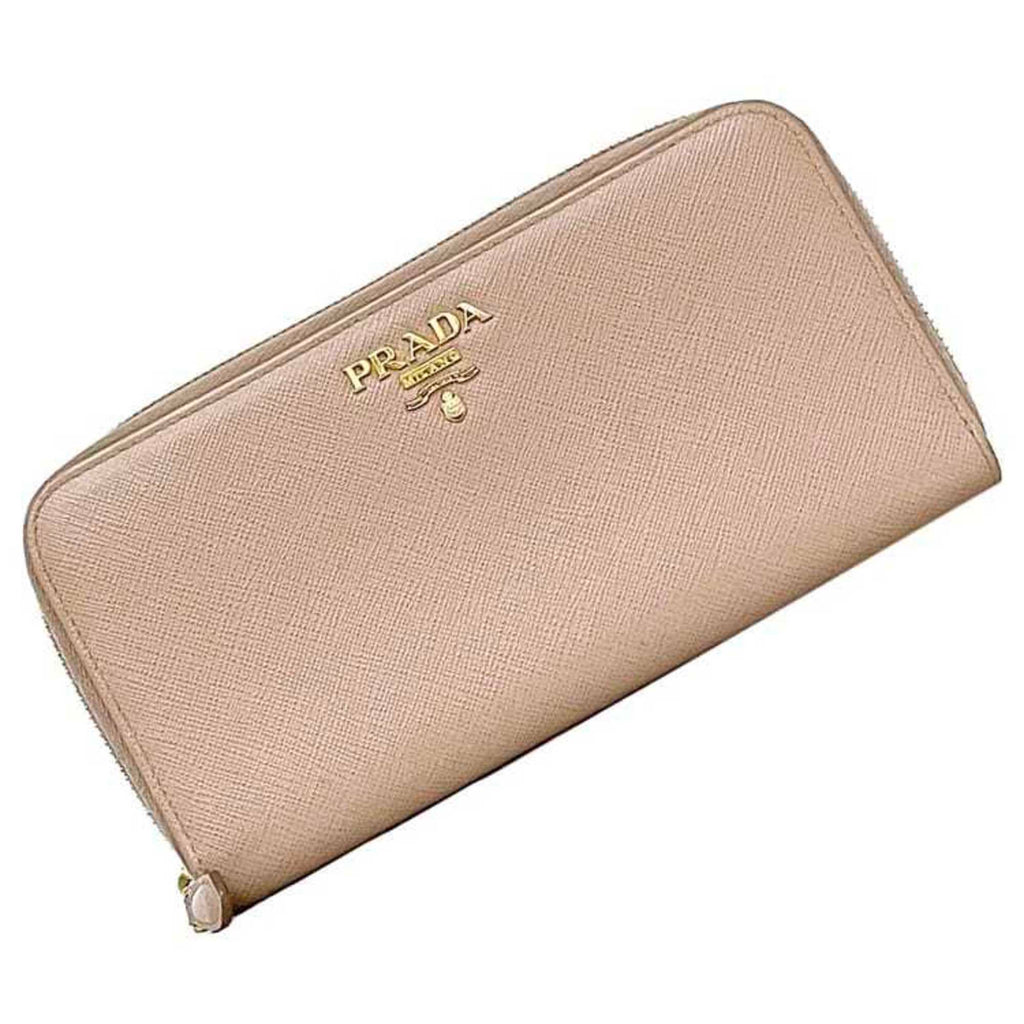 Prada Beige Leather Long Wallet (Bi-Fold)