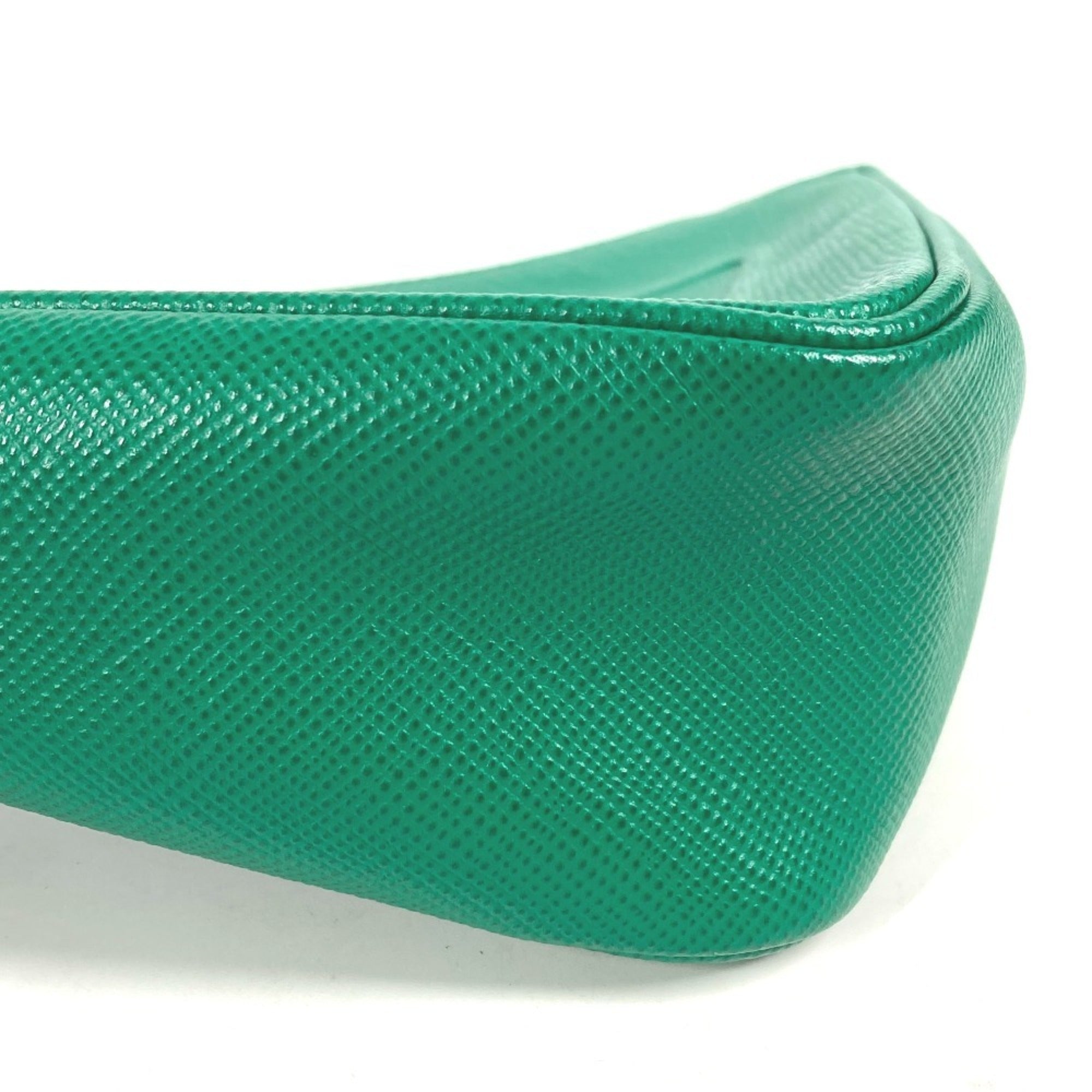 Prada Green Saffiano Triangle Clutch Bag Pouch