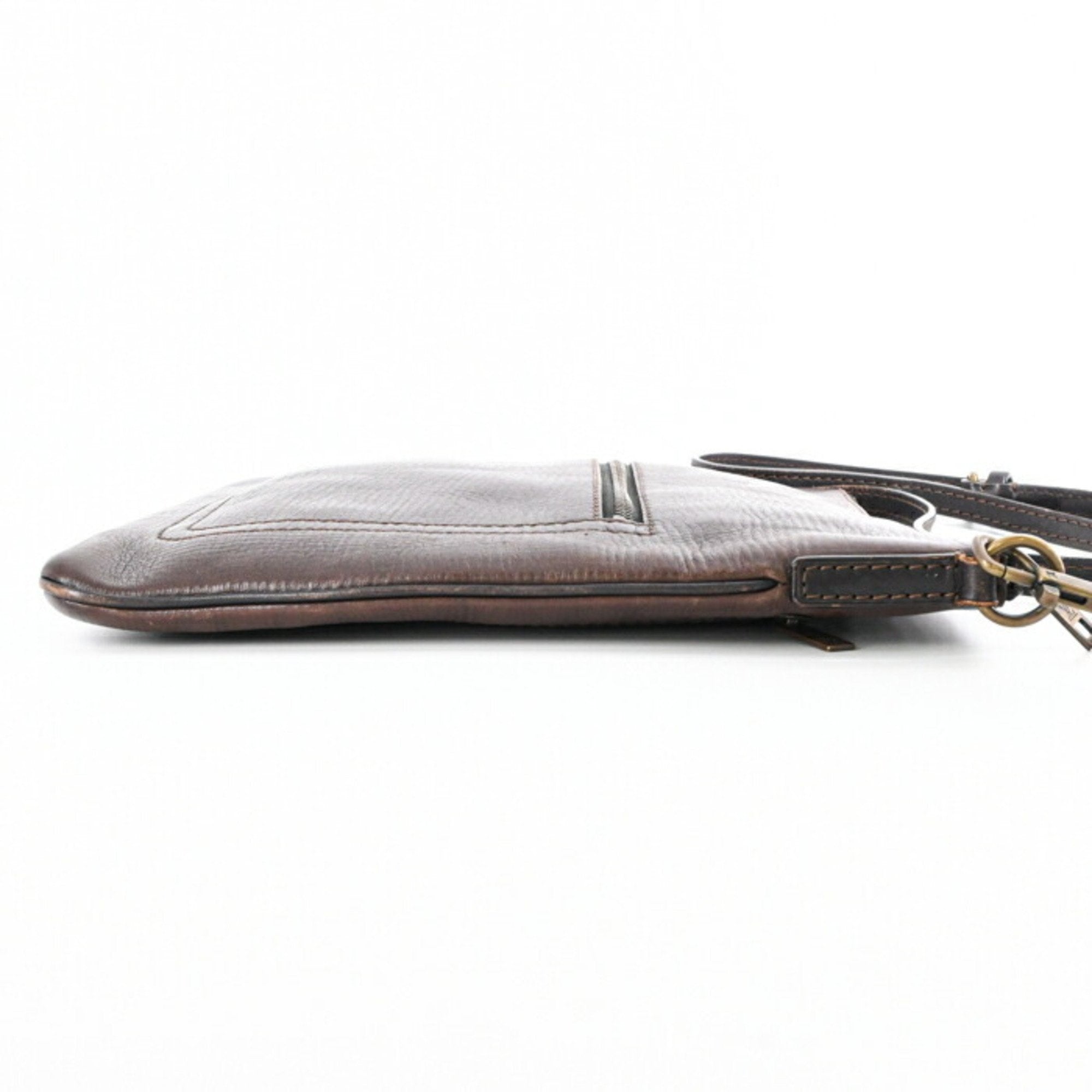 Louis Vuitton Dark Brown Leather Pochette Shoulder Bag