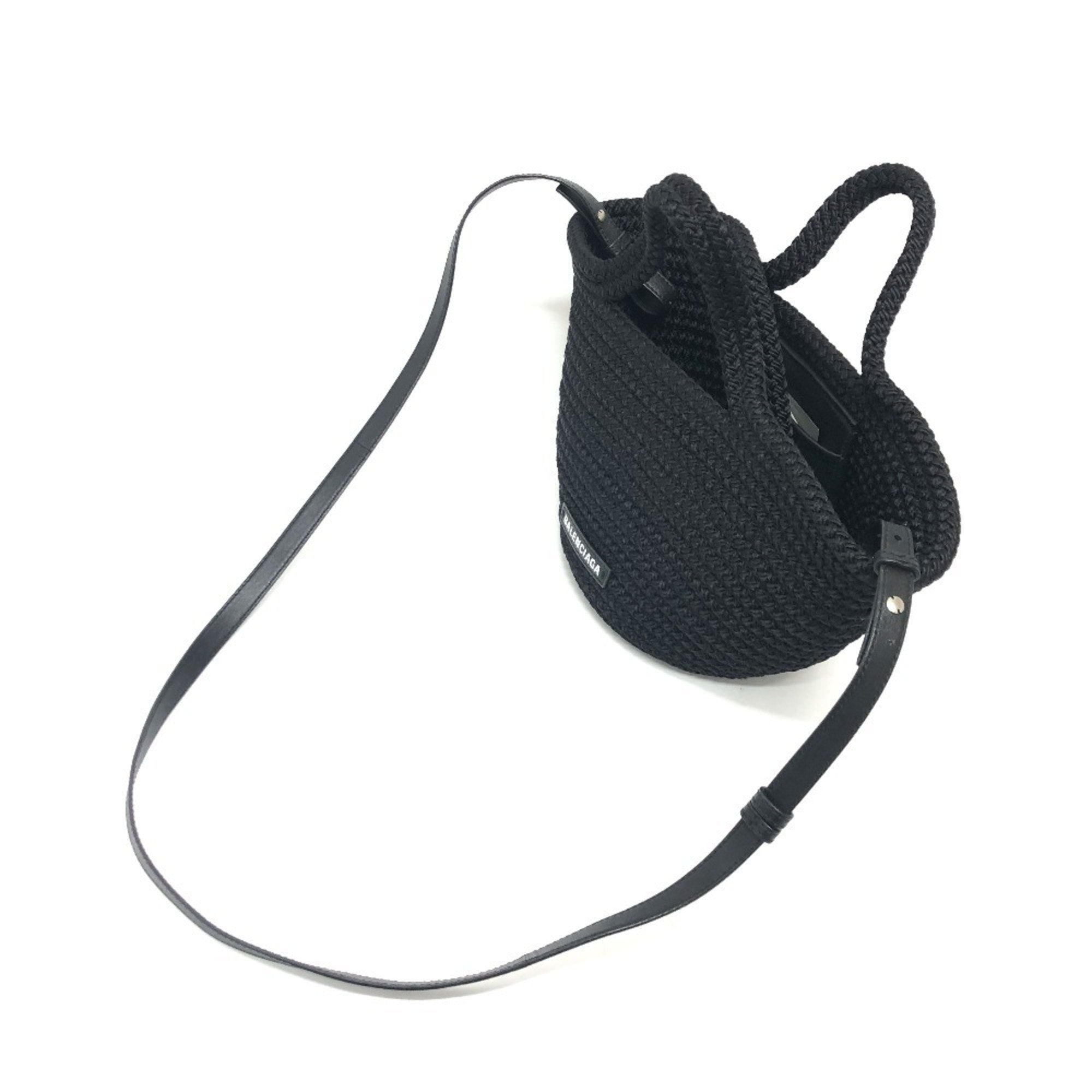 Balenciaga Black Nylon Leather Basket Shoulder