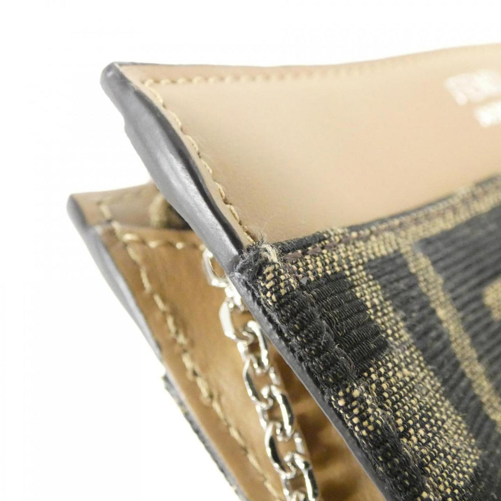 Fendi Silver Sand Canvas Leather Coin Purse/Coin Case