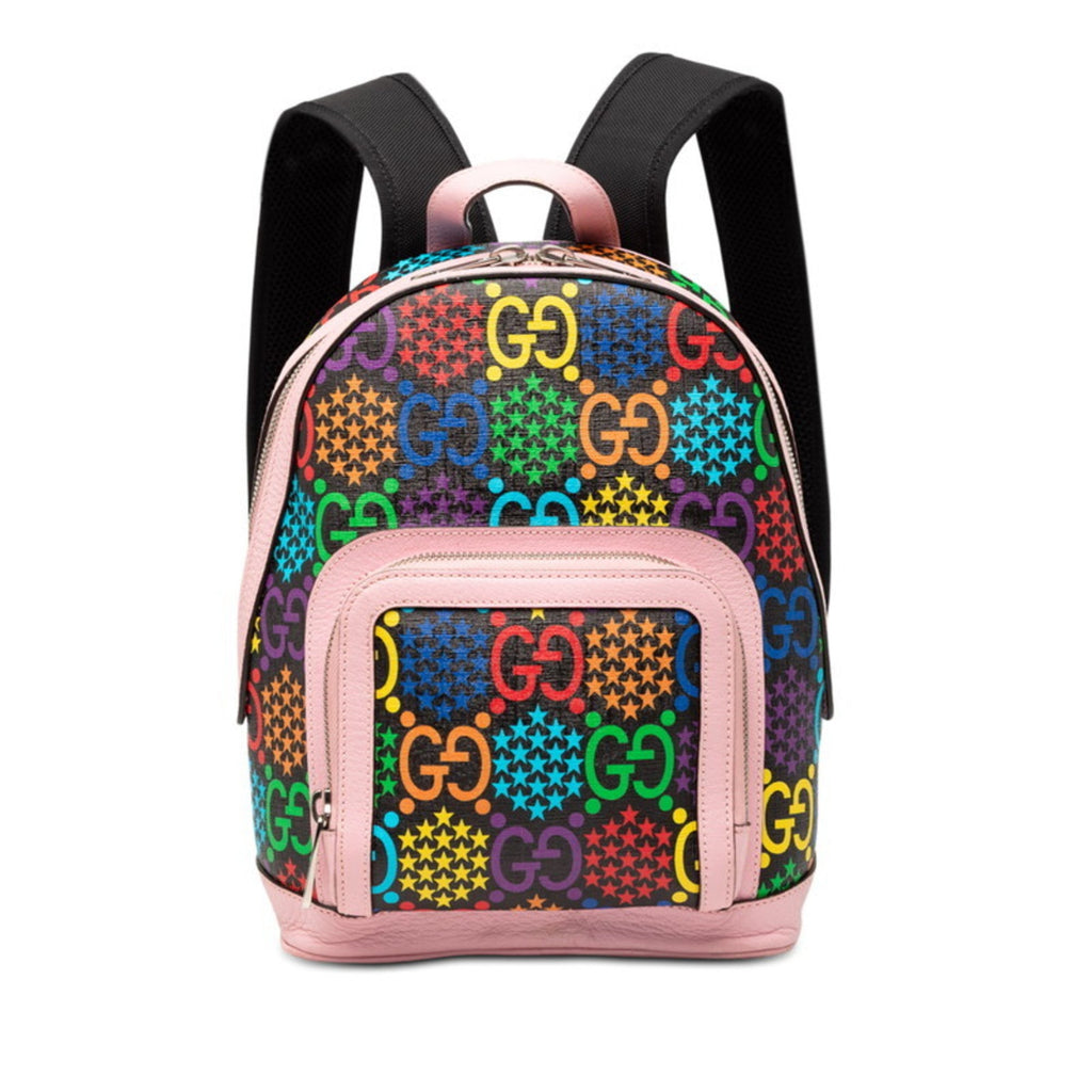 Gucci Black Multi-Color Pink Pvc Leather Backpack (Pre-Owned)
