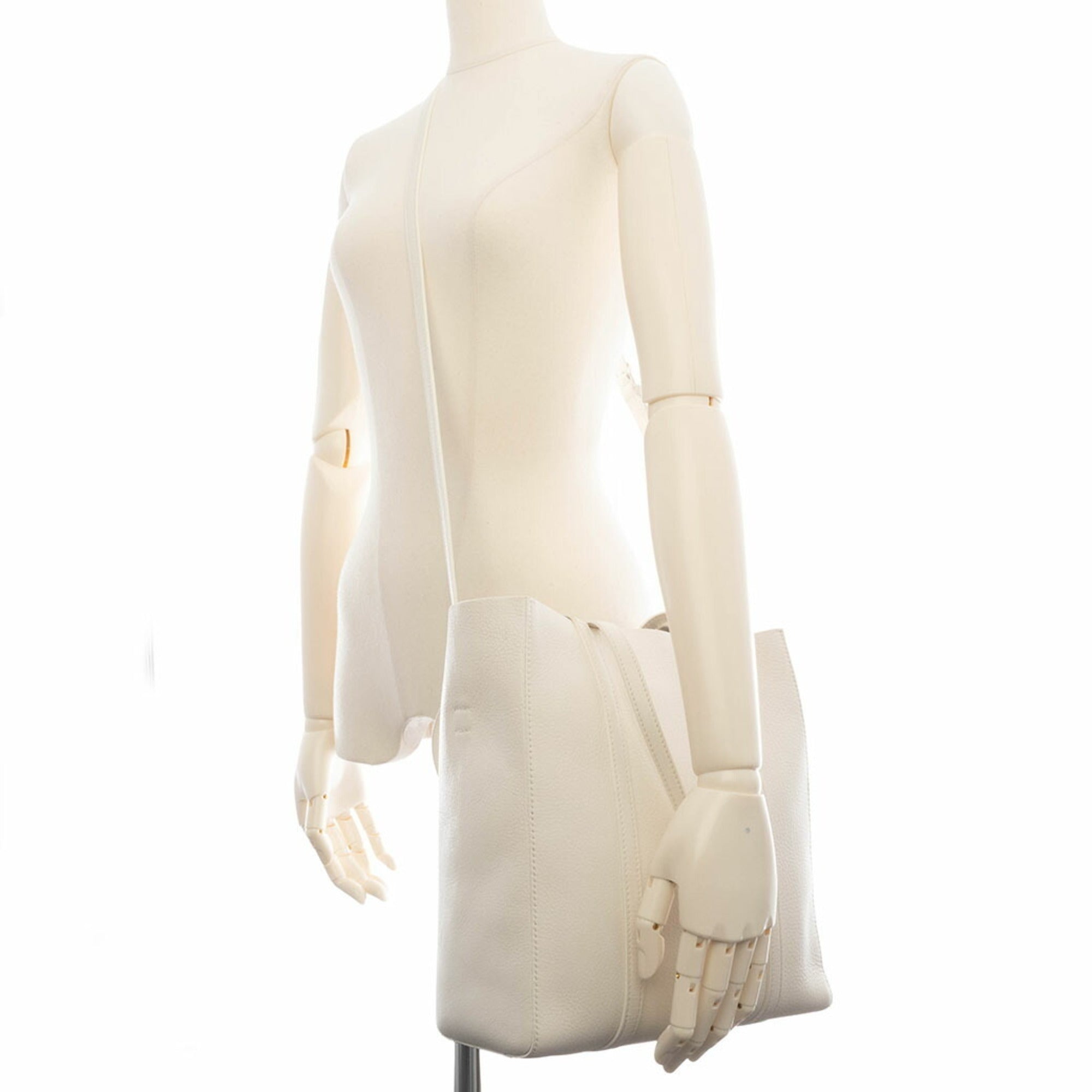 Balenciaga White Leather Shoulder Bag Tote