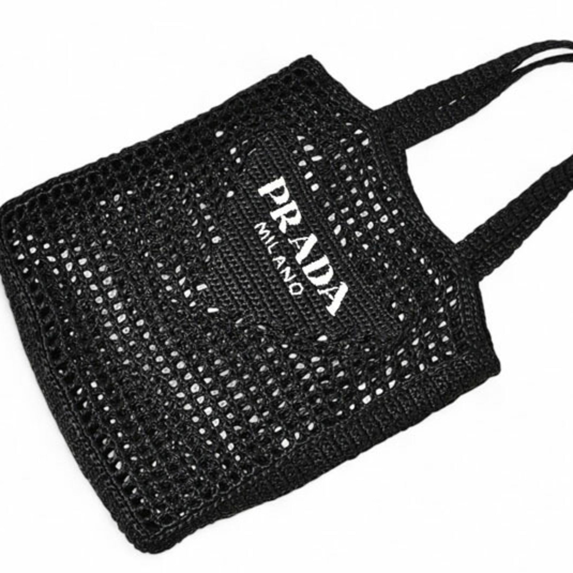 Prada Black Straw Tote Bag