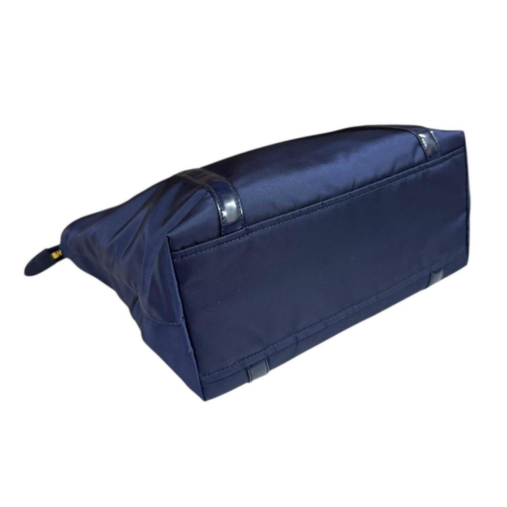 Prada Navy Nylon Leather Tote Bag