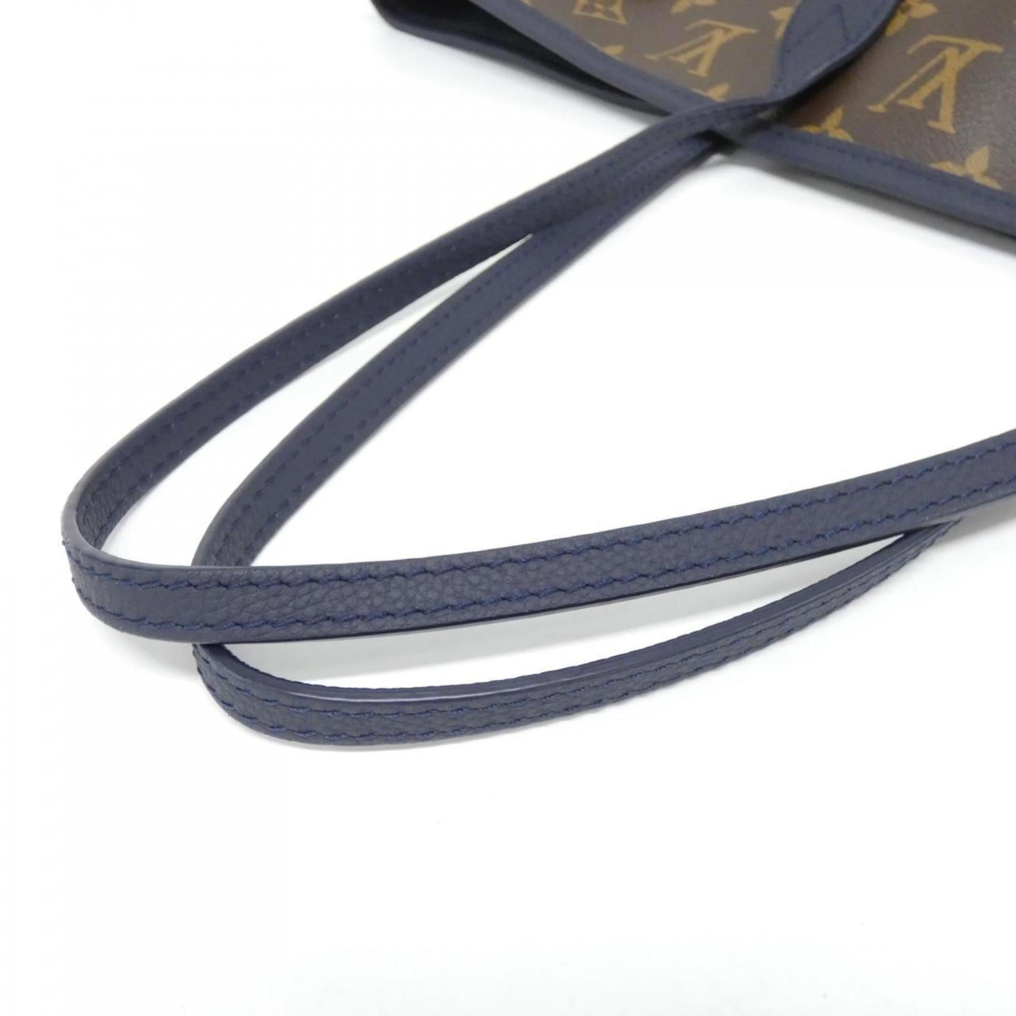 Louis Vuitton Marine Marron Leather Coated Canvas Handbag Pouch