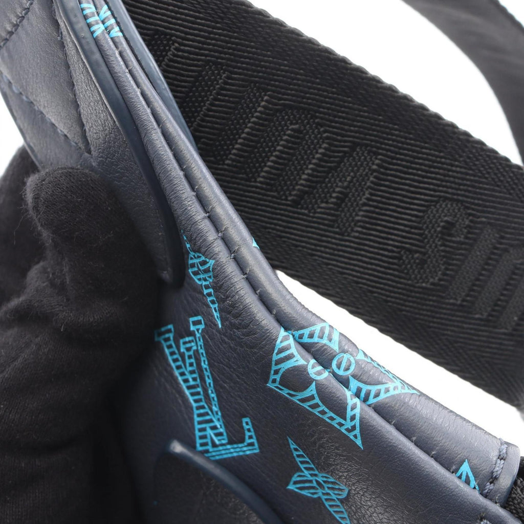 Louis Vuitton Blue Gray Monogram Shadow Leather Fanny Pack Sling Bag