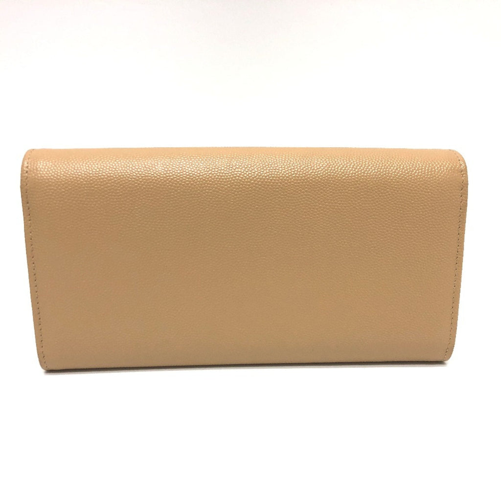 Chanel Beige Leather Long Wallet (Bi-Fold)