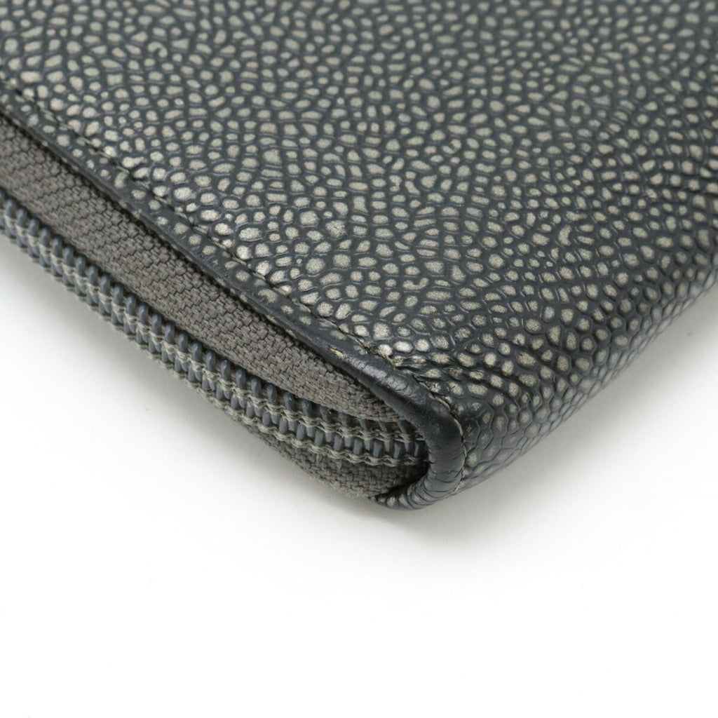 Chanel Metallic Gray Grained Calfskin Long Wallet (Bi-Fold)