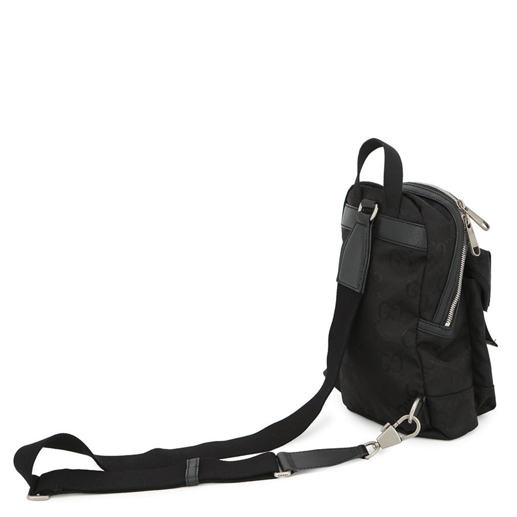 Gucci Black Nylon Leather Handbag Sling Bag (Pre-Owned)
