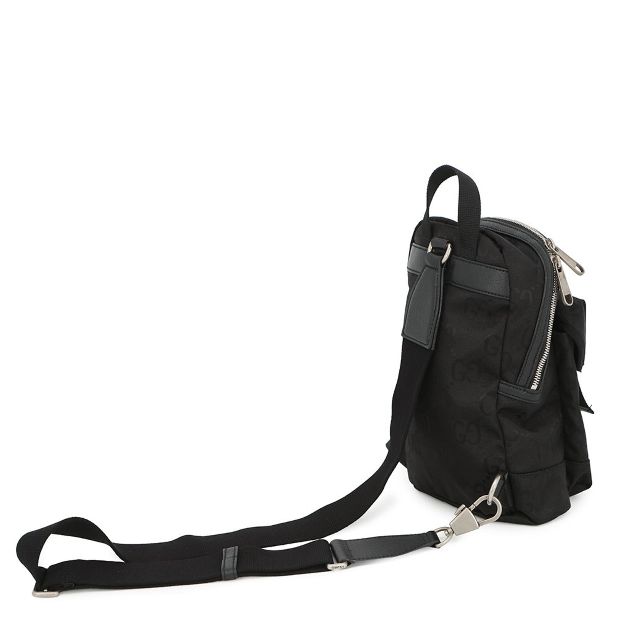 Gucci Black Nylon Leather Handbag Sling Bag (Pre-Owned)